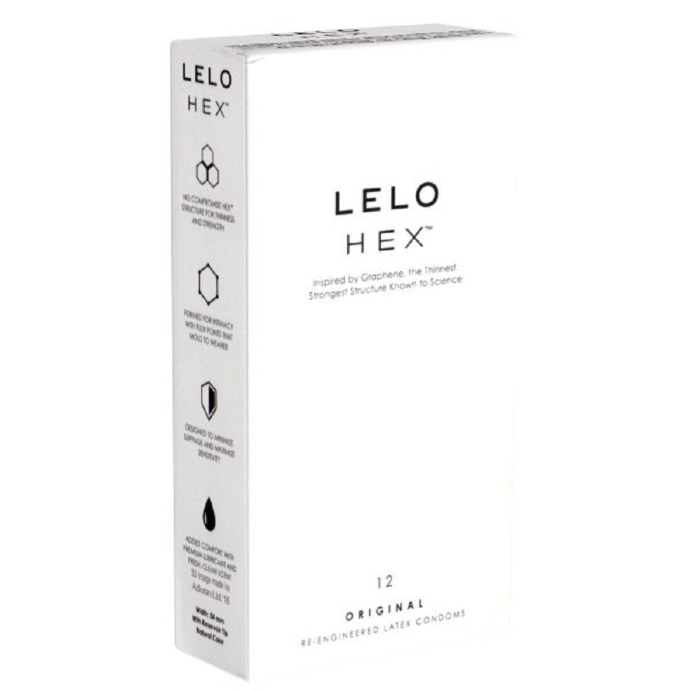 Lelo Kondome Lelo HEX Original Packung mit, 12 St., besonders dünne Kondome mit Wabenstruktur, die Kondom-Innovation mit revolutionärer Sechseckstruktur