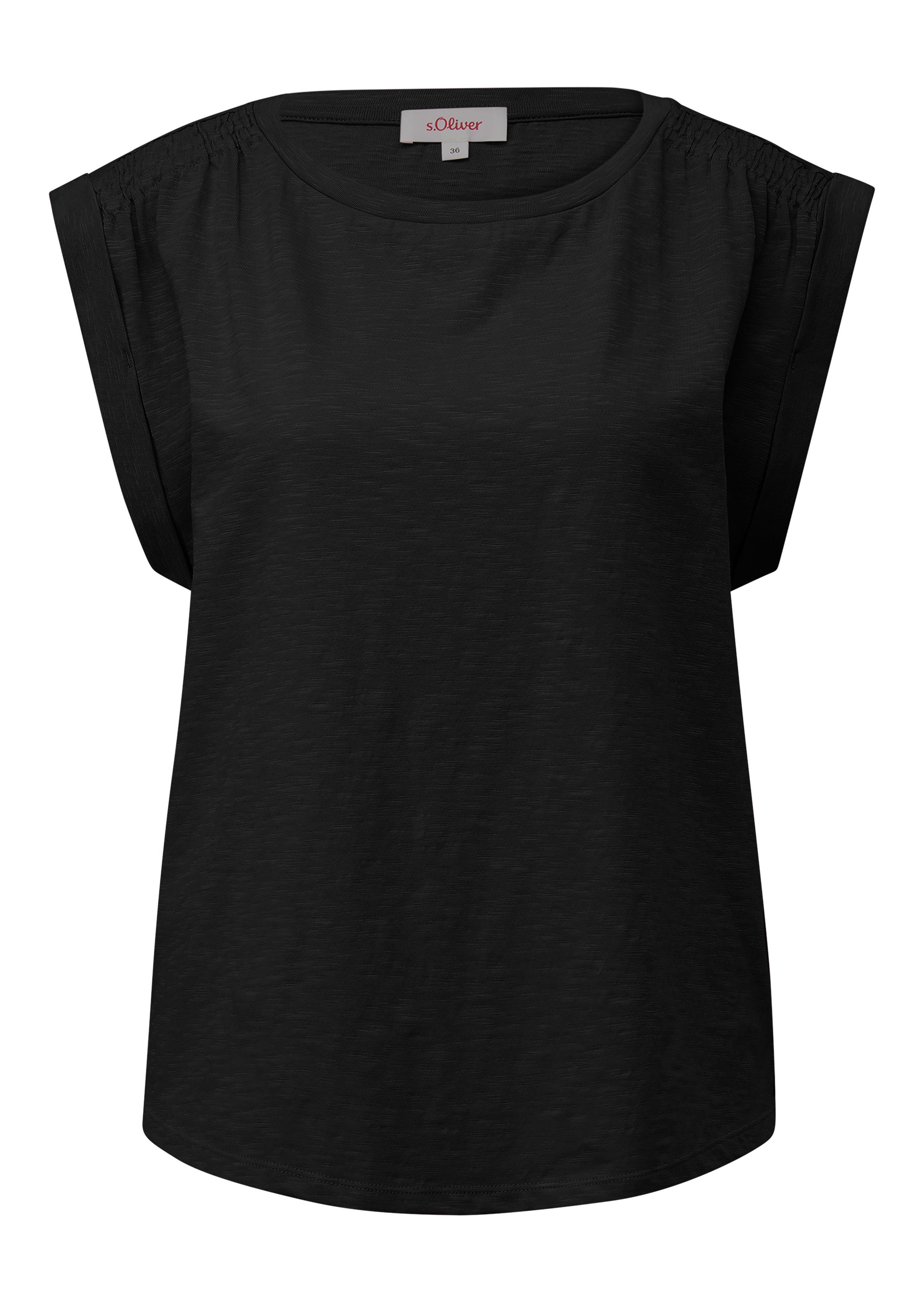 s.Oliver Shirttop Ärmelloses Flammgarnshirt mit Smok-Details günstig online kaufen