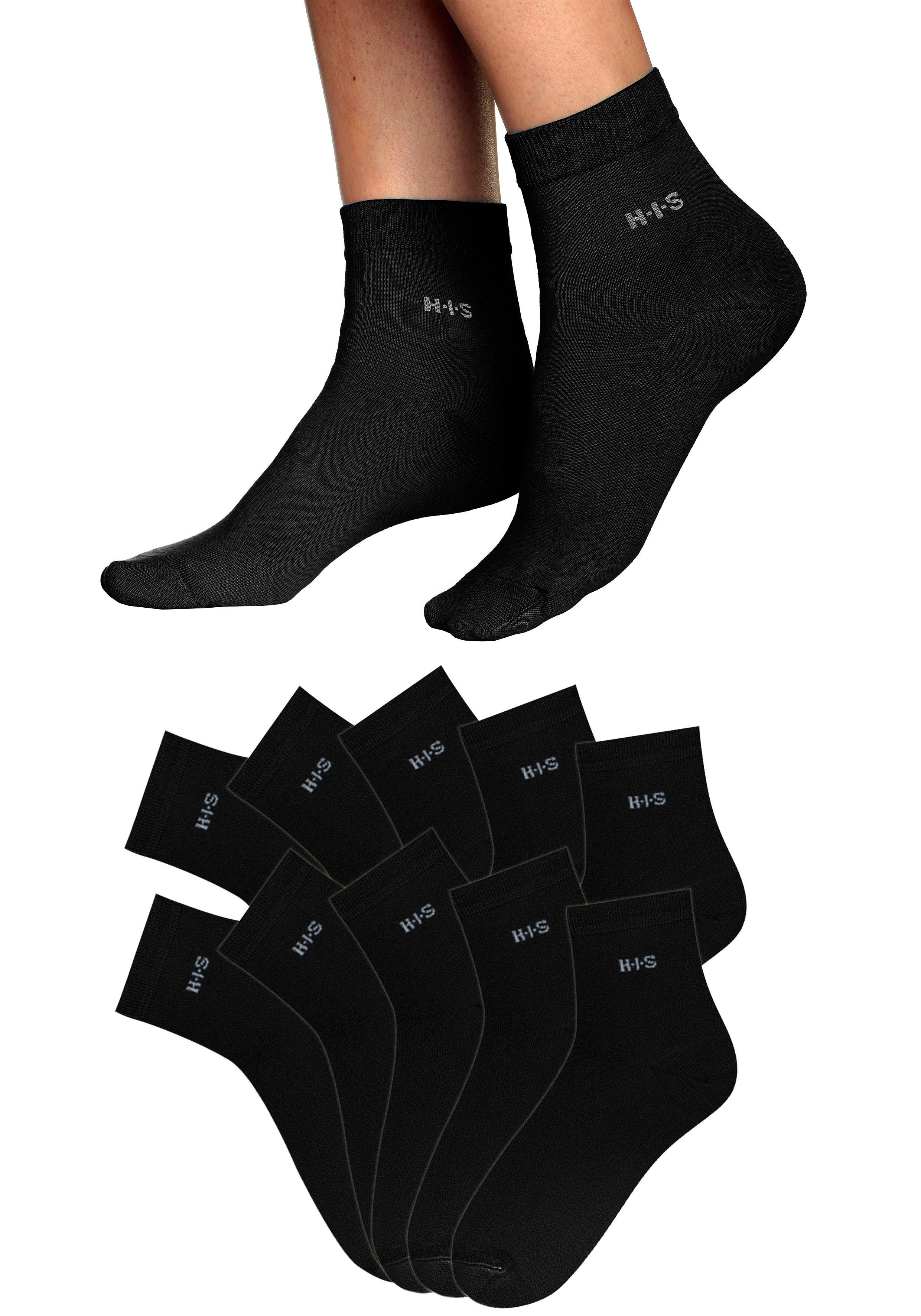 H.I.S Kurzsocken Damen Kurzschaft Söckchen Halbsocken Baumwolle (Packung, 10-Paar, Großpackung Gr. 35-38 bis 39-42) aus leichter atmungsaktiver Qualität