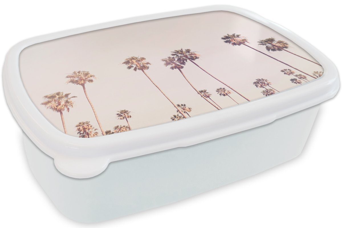 MuchoWow Lunchbox Palmen - Jungs - Kunststoff, (2-tlg), weiß Kinder - Sonne und Himmel, Mädchen Erwachsene, Brotbox Natur Brotdose, für für und