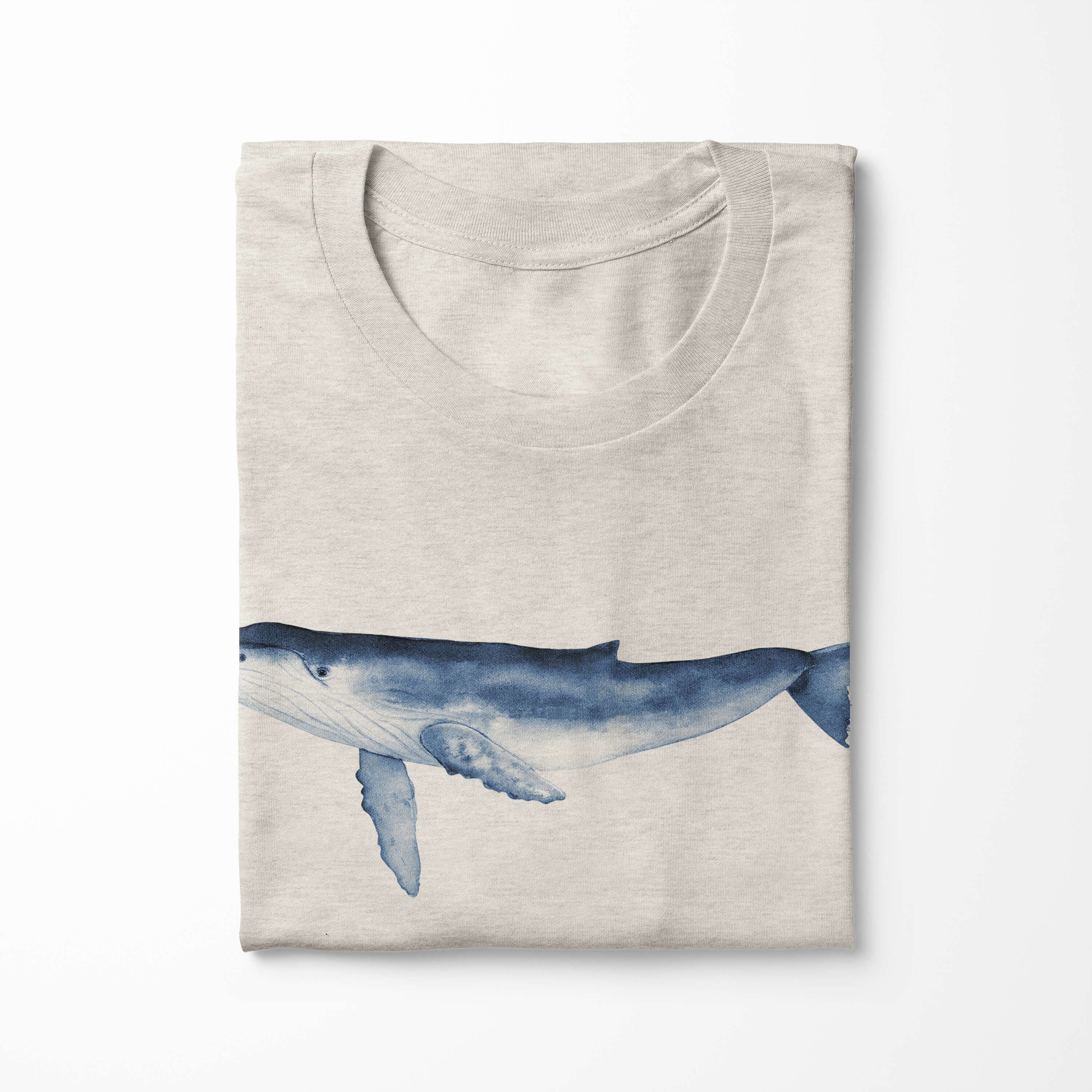 T-Shirt Glattwal Herren Ökomode gekämmte Bio-Baumwolle Sinus aus Wasserfarben T-Shirt Motiv Shirt Nachhaltig Art 100% (1-tlg)