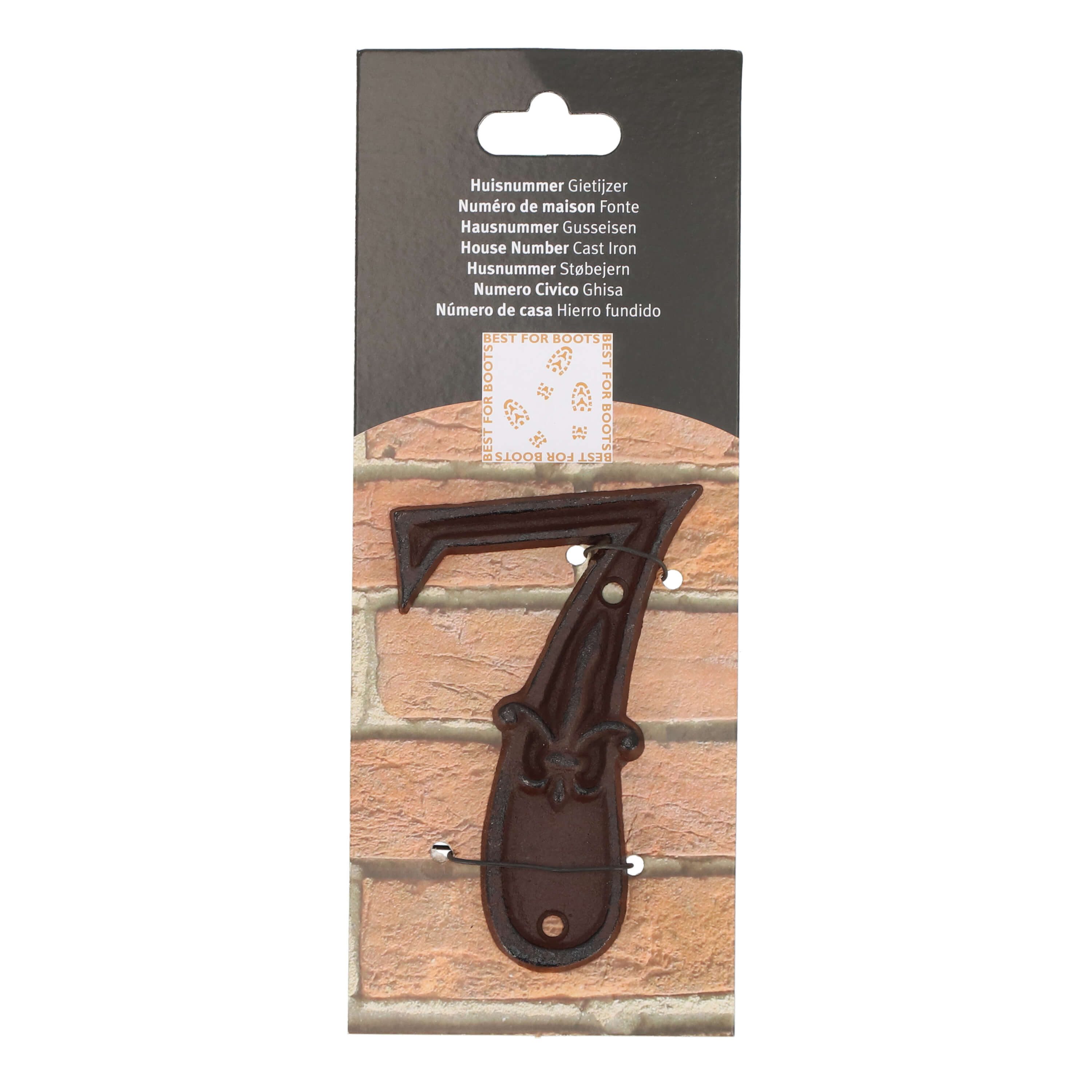 esschert design Briefkasten Gusseiserne Hausnummer "7" Robust, Rustikal und Zeitlos. In Braun.