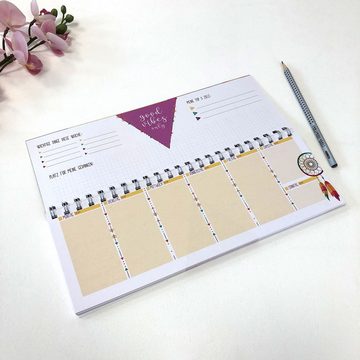 Platzset, Jahresunabhängiger Tisch-Kalender im Boho Style I dv_227 I 10,5 x, Timr