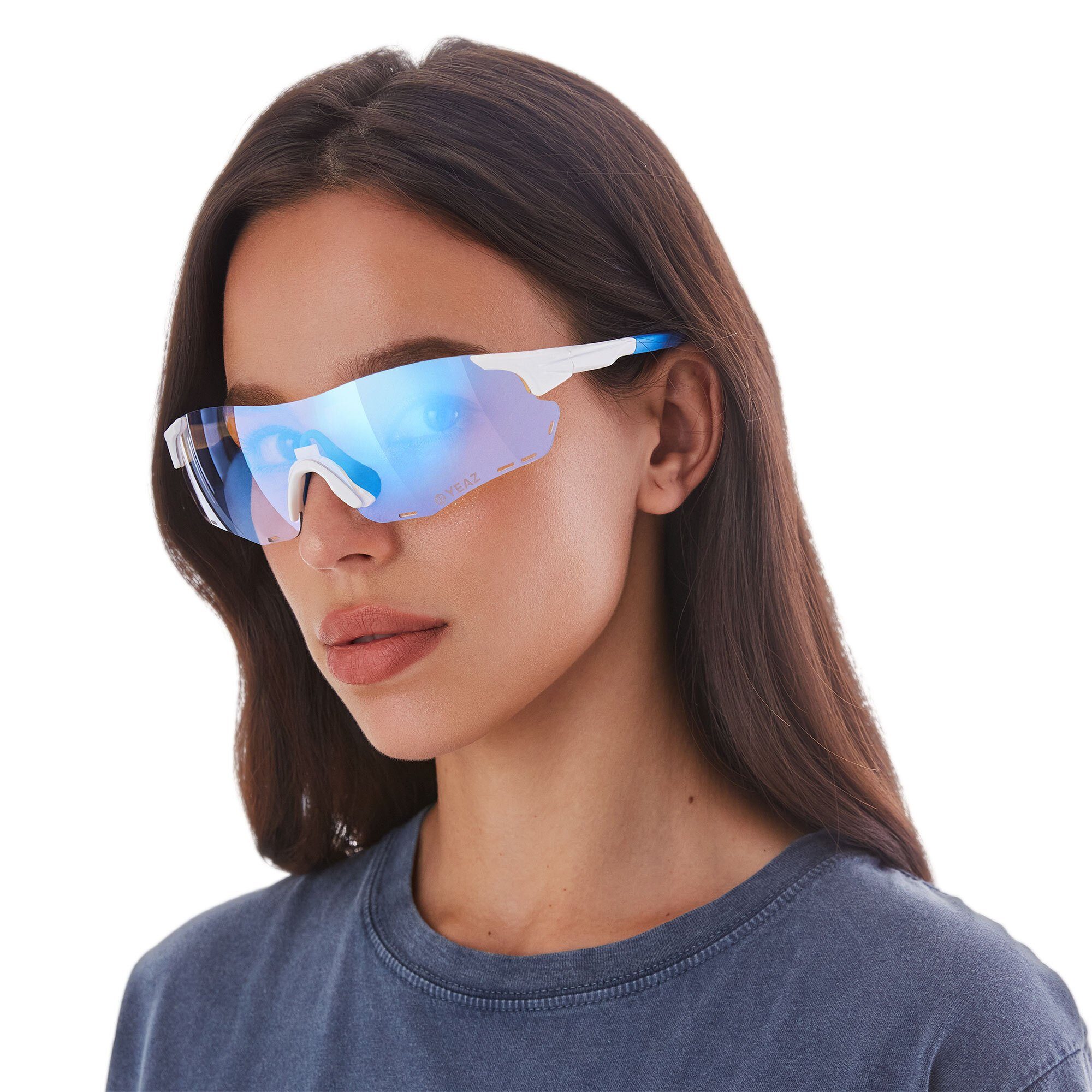 YEAZ Sportbrille blau sport-sonnenbrille / SUNELATION weiß/rot, weiß Sport-Sonnenbrille