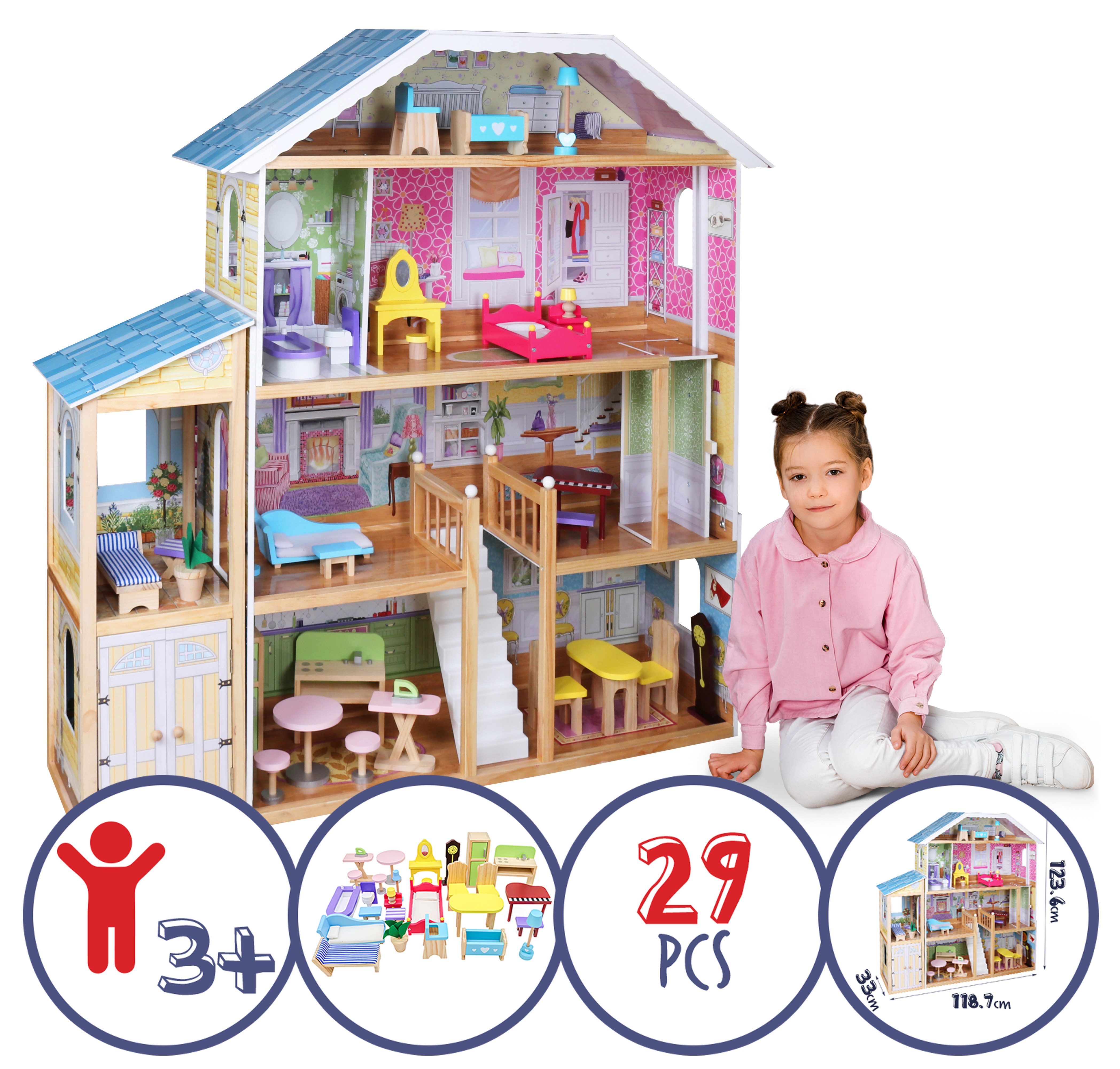 Infantastic Puppenhaus XXXL Puppenhaus Holz Kinder günstig online kaufen