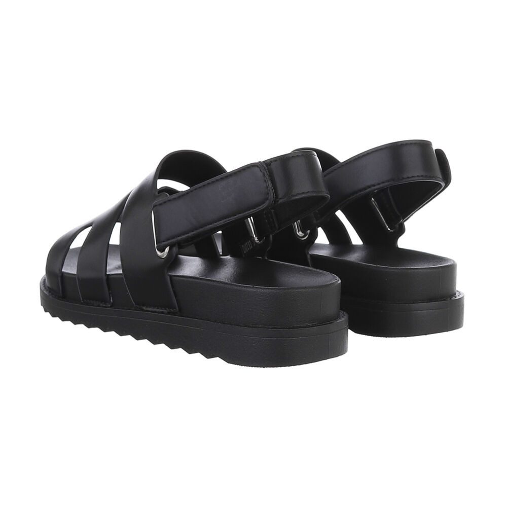 Ital-Design Damen Freizeit Riemchensandalette (85960174) Keilabsatz/Wedge Keilsandaletten in Schwarz