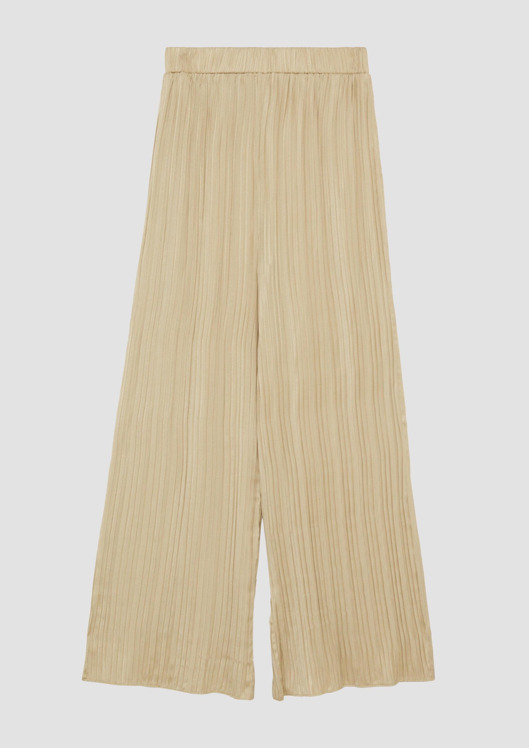 s.Oliver Chinos Hose Plissierte Wide-Leg-Hose mit hohem Bund