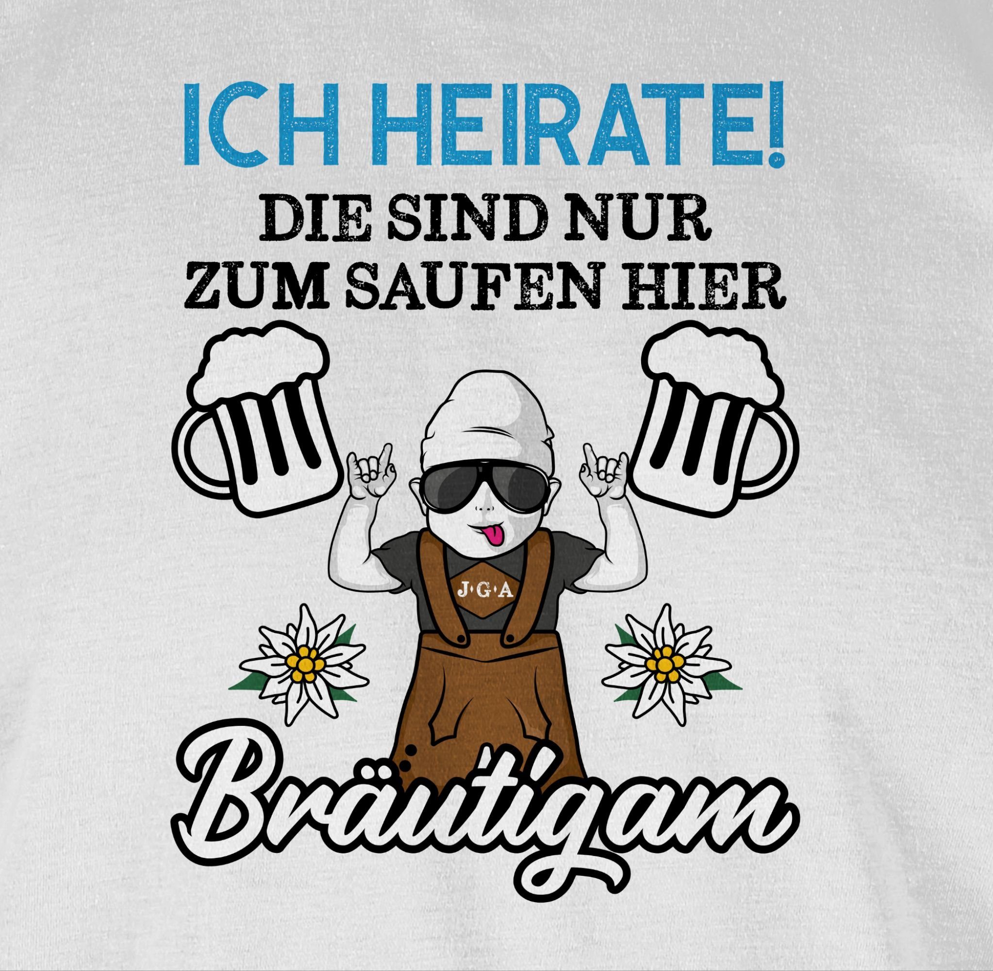 Shirtracer - sind nur zum Männer Weiß 01 Bräutigam JGA T-Shirt heirate Schwarz/Blau - die saufen hier Ich