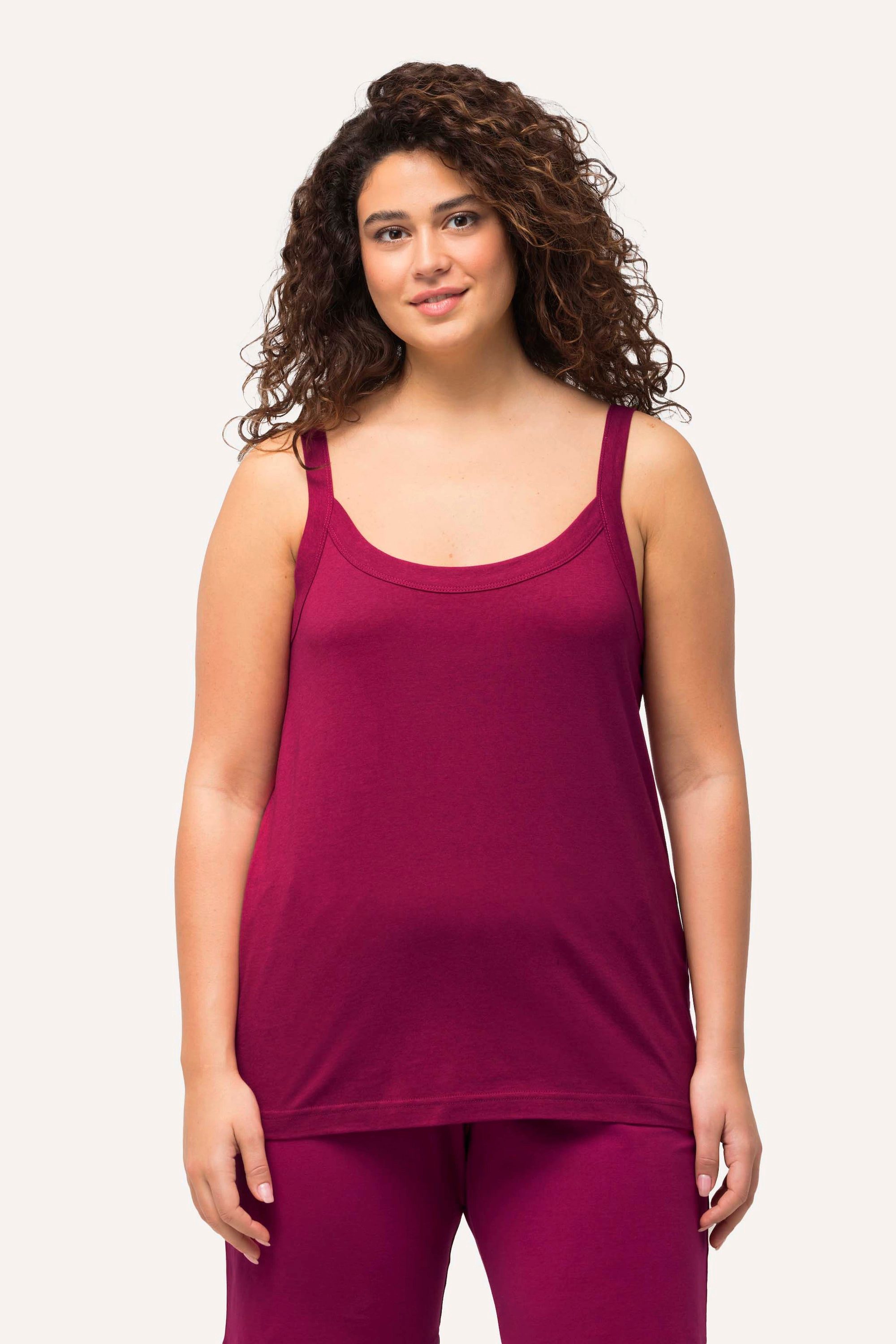 Ulla Popken Longtop Spaghettitop Rundhals Modalmix ärmellos günstig online kaufen