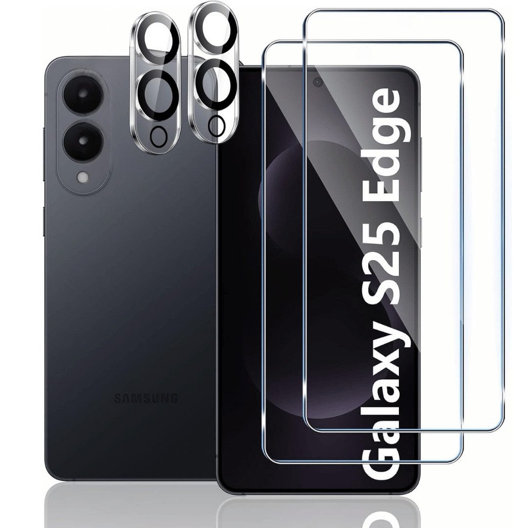 SmartUP Displayschutzglas 2X Schutzglas für Samsung Galaxy S25 Edge Display Kamera Panzerfolie für Samsung Galaxy S25 Edge, 4 Stück, Rundumschutz, passgenaue Verarbeitung