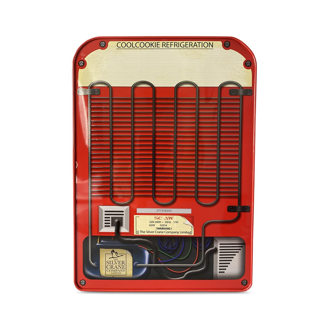 Geschenkdose MediMuc Kühlschrank rot, Keksdose Kühlschrank