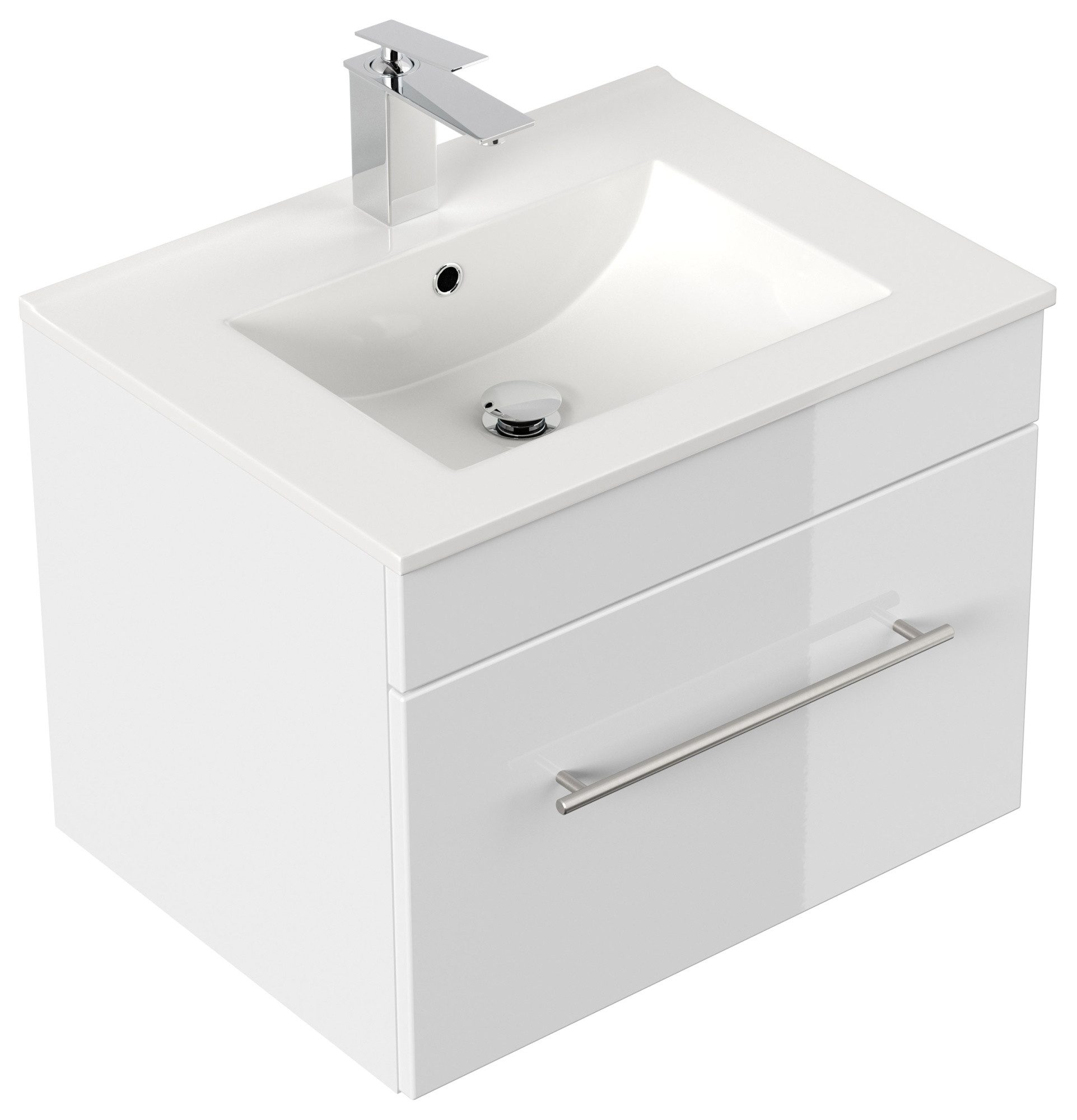 Magnolia Home Waschtisch Badmöbel SANTINI 60 SoftClose weiss, Fronten weiss hochglanz