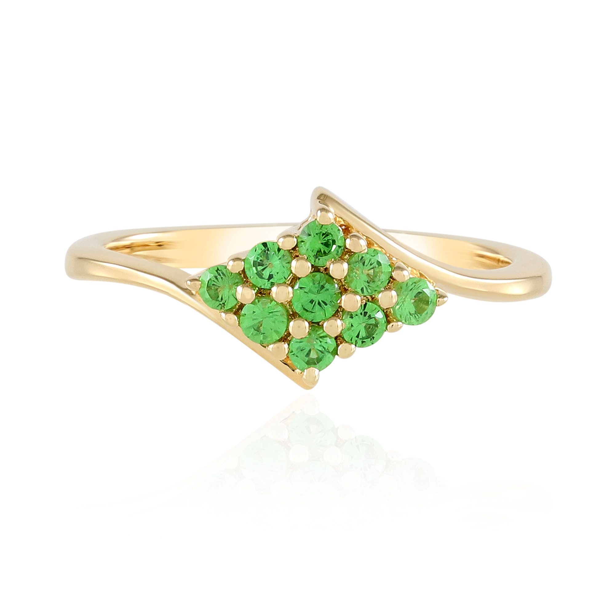 Cavill Silberring Schicker Tsavorit-Ring aus vergoldetem Silber (1-tlg)