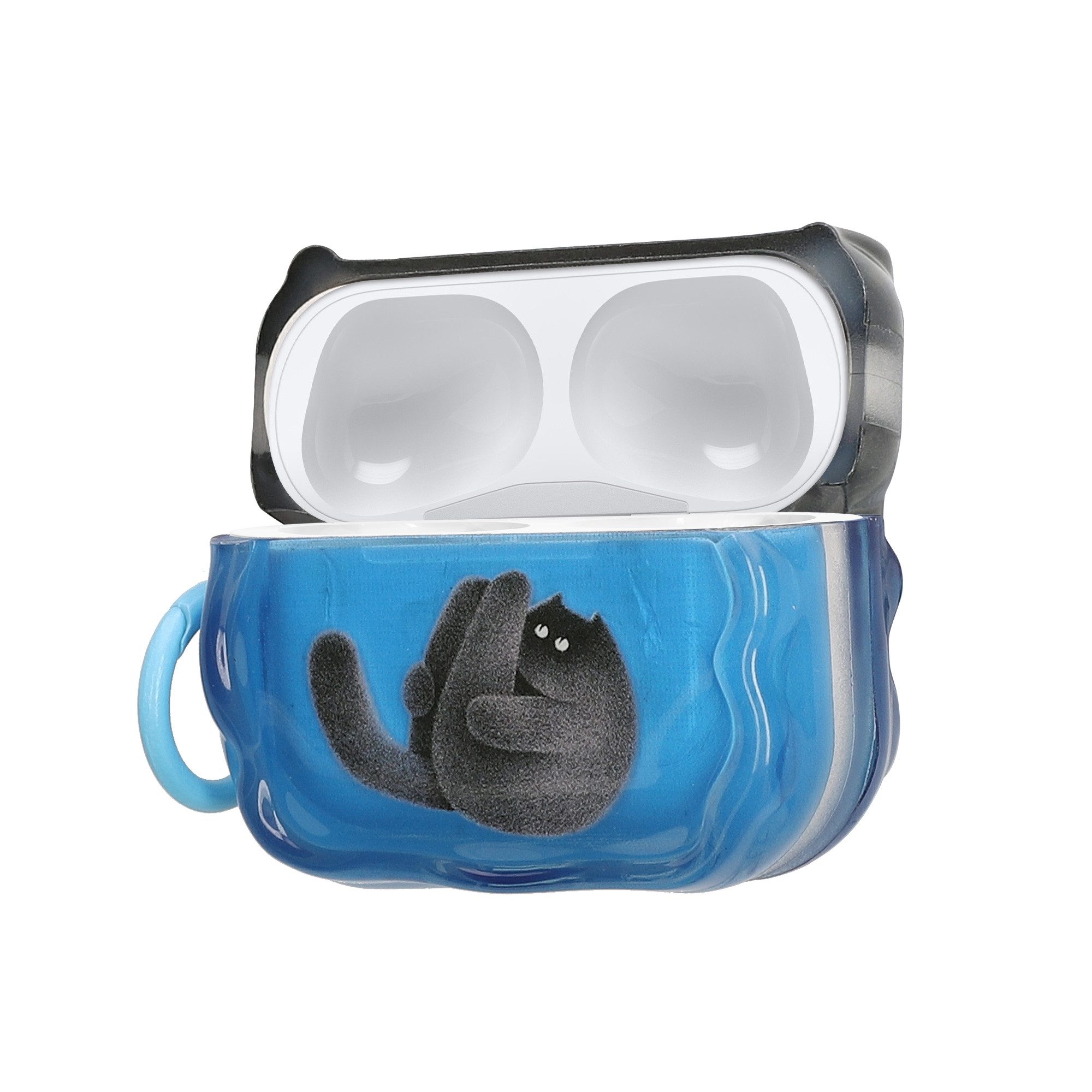 kwmobile Kopfhörer-Schutzhülle In-Ear Kopfhörer Case für Apple Airpods Pro 3, Hülle mit Karabiner - Headphones Case - Pilates Katze Design