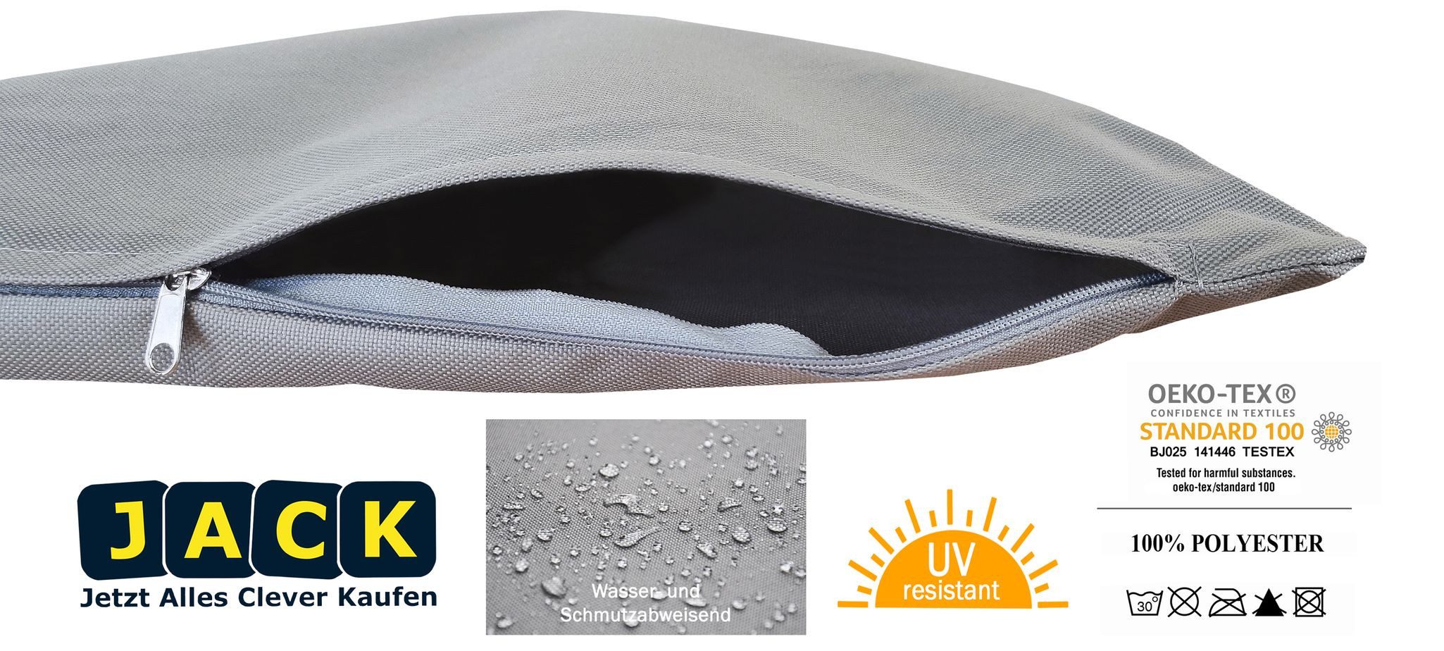 JACK Kissenbezüge JACK 2er Set Outdoor Kissenhülle Kissenbezug 45x45cm Wasserfest, (2 Stück), robust und strapazierfähig, Wasserabweisend, für Innen & Außen
