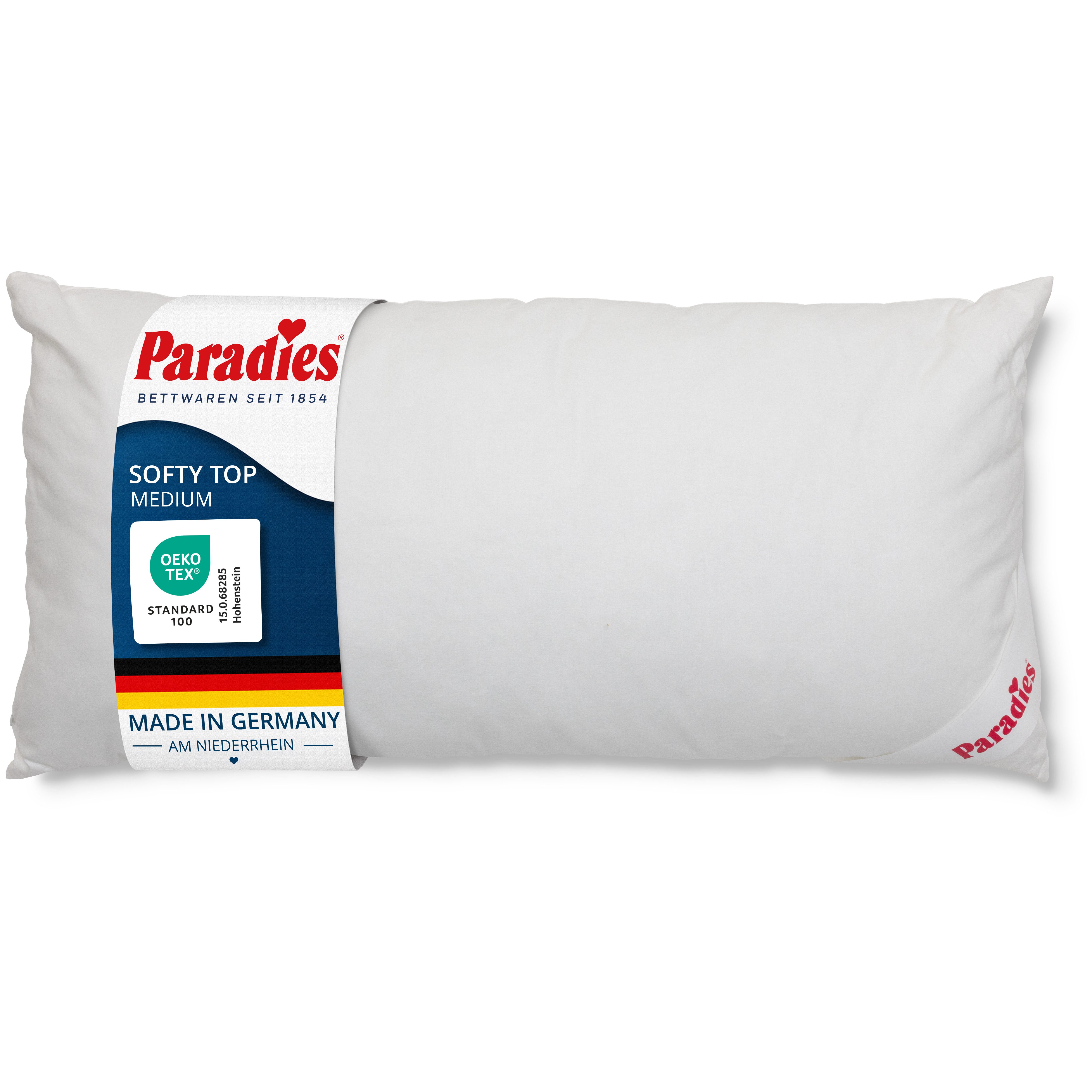 Paradies Kopfkissen Softy Top, Kissen mit Reißverschluss, Füllung: 100% Polyester, Bezug: 100% Baumwolle, Seitenschläfer, Bauchschläfer, Rückenschläfer, Kopfkissen 40 x 80