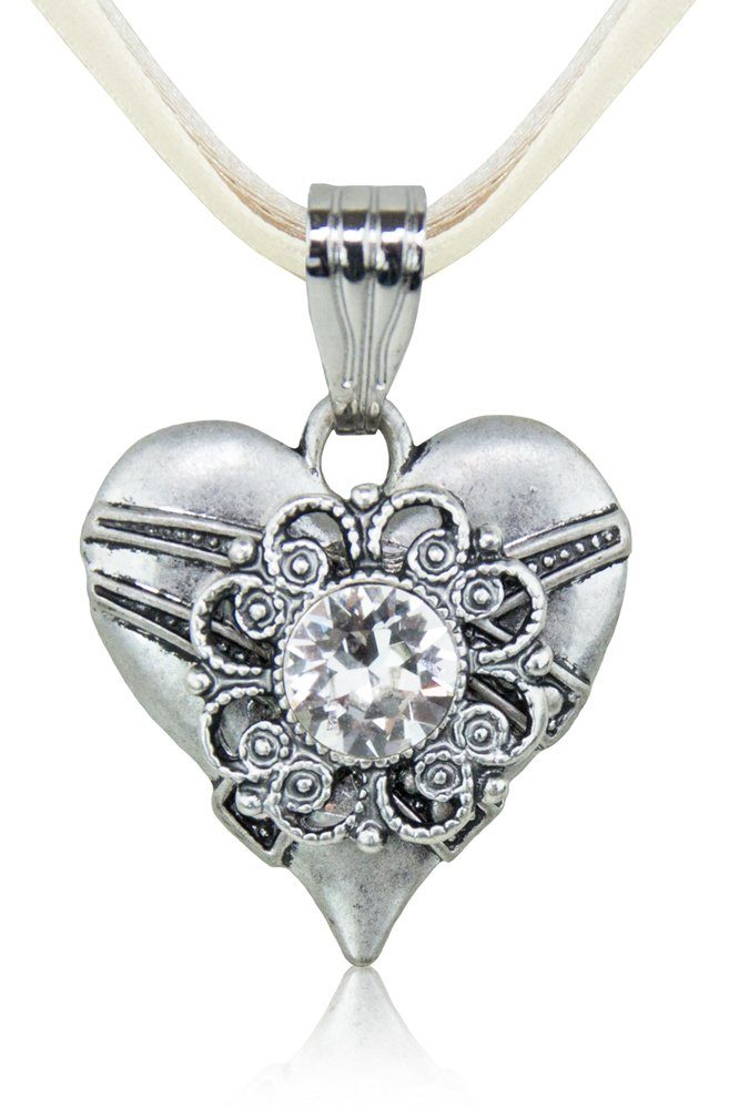 LUISIA® Kette mit Anhänger Halskette "Paula" mit Herzanhänger und Kristall günstig online kaufen