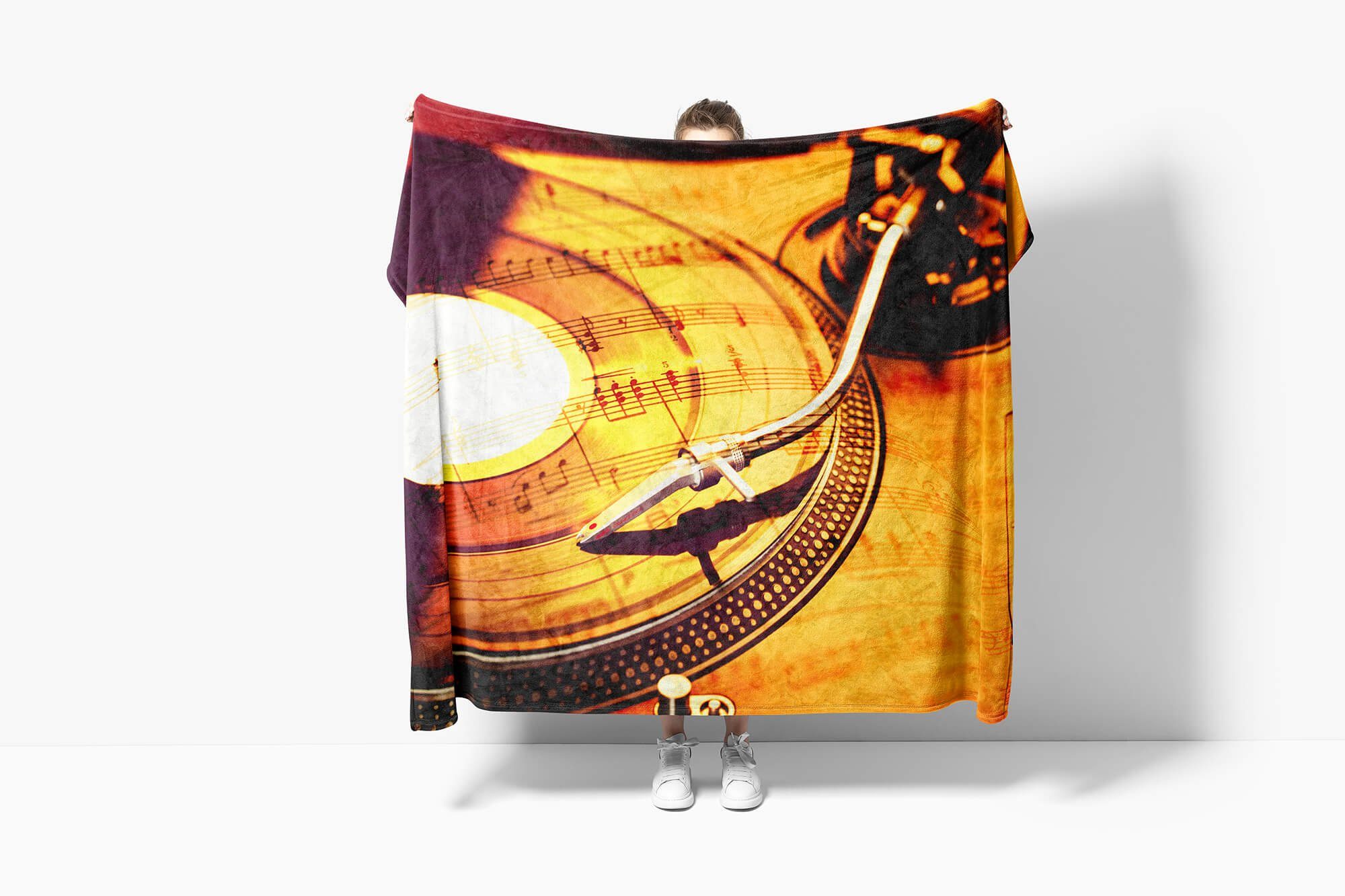 Schallplattenspiel, mit Fotomotiv Kuscheldecke Saunatuch Sinus Handtücher Handtuch (1-St), Art Baumwolle-Polyester-Mix Handtuch Strandhandtuch