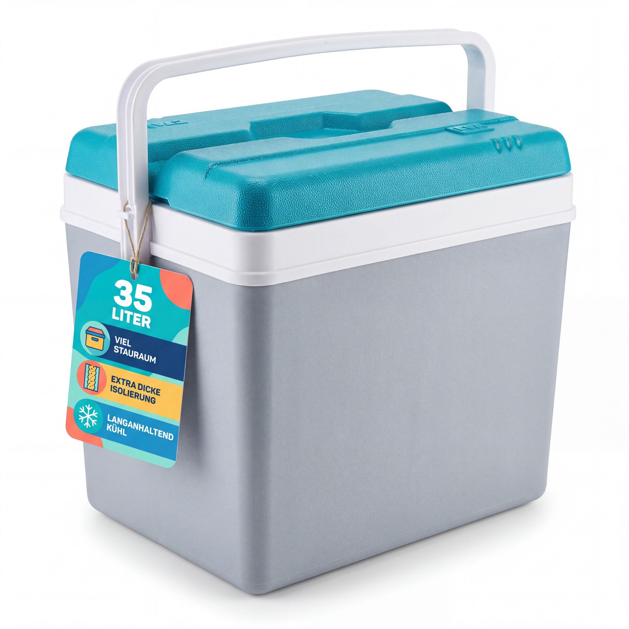 BigDean Kühlbox 35L – Mobile Camping-Kühlbox für Kühlakkubetrieb, 35 l, Extra großes Volumen, ergonomischer Sicherheits-Tragegriff
