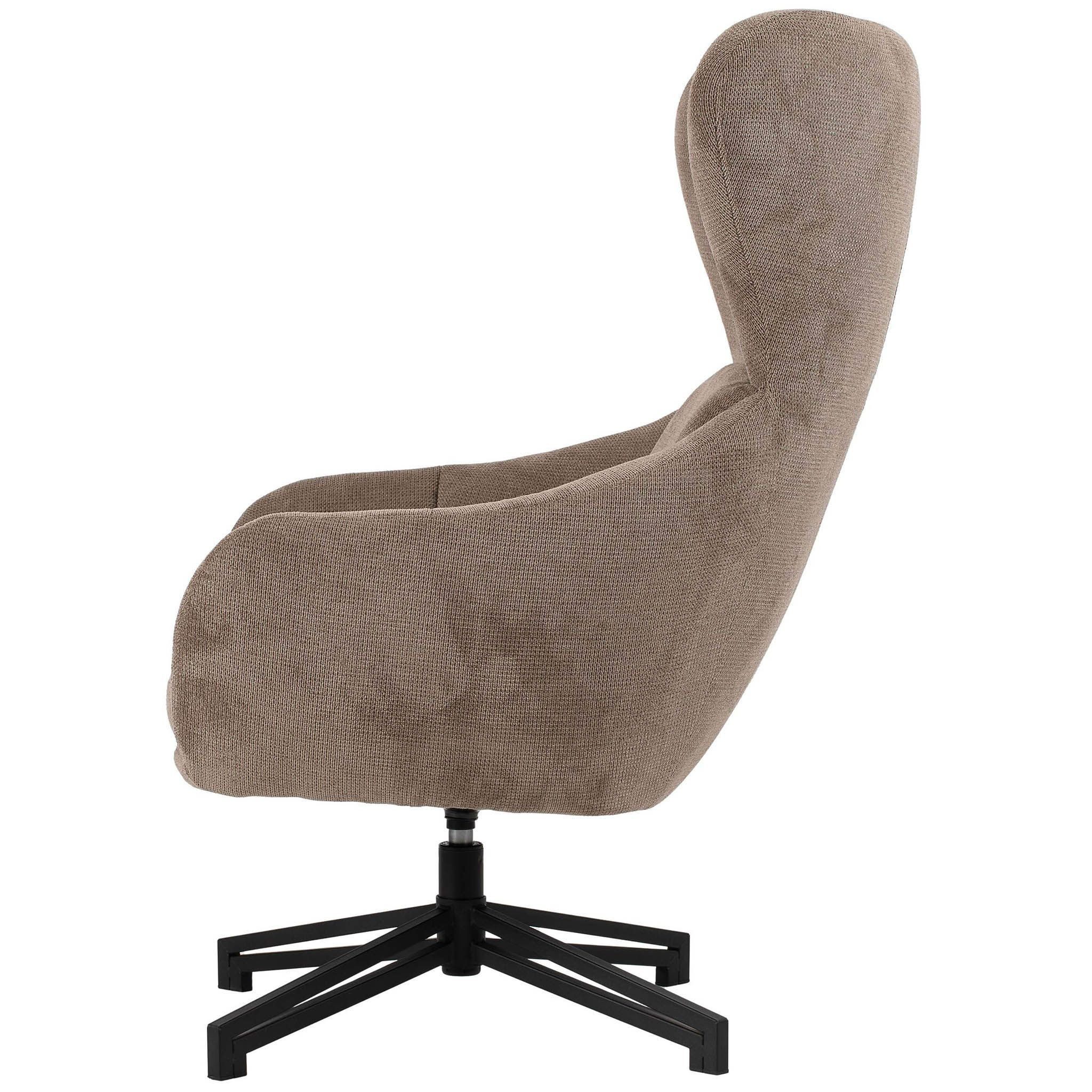 bene living Ohrensessel Marconia - drehbar - braun (Indoor-Möbelset, 1-St), durchgehende Arm- und Rückenlehne - stabiles Metall-Gestell