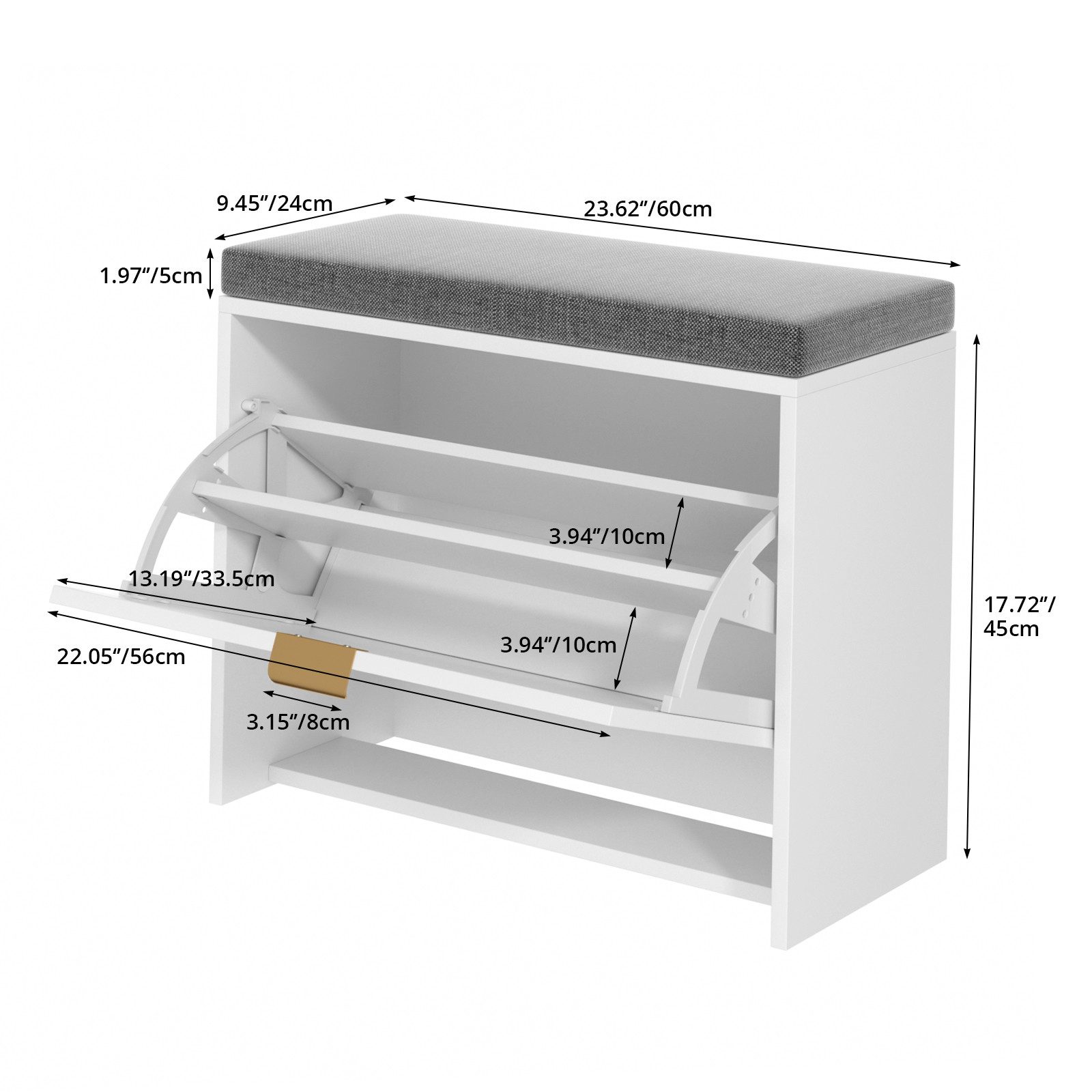VOWNER Schuhschrank mit Klappen, Schmaler Schuhregal mit Sitzbank, verstell günstig online kaufen