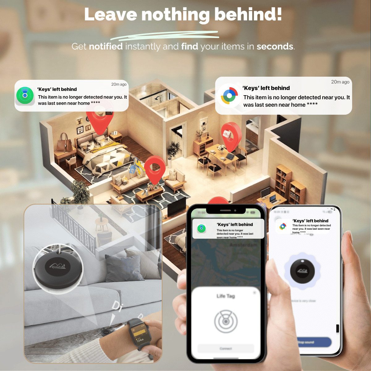 Lifemate Bluetooth-Tracker (Plastik Schwarz)