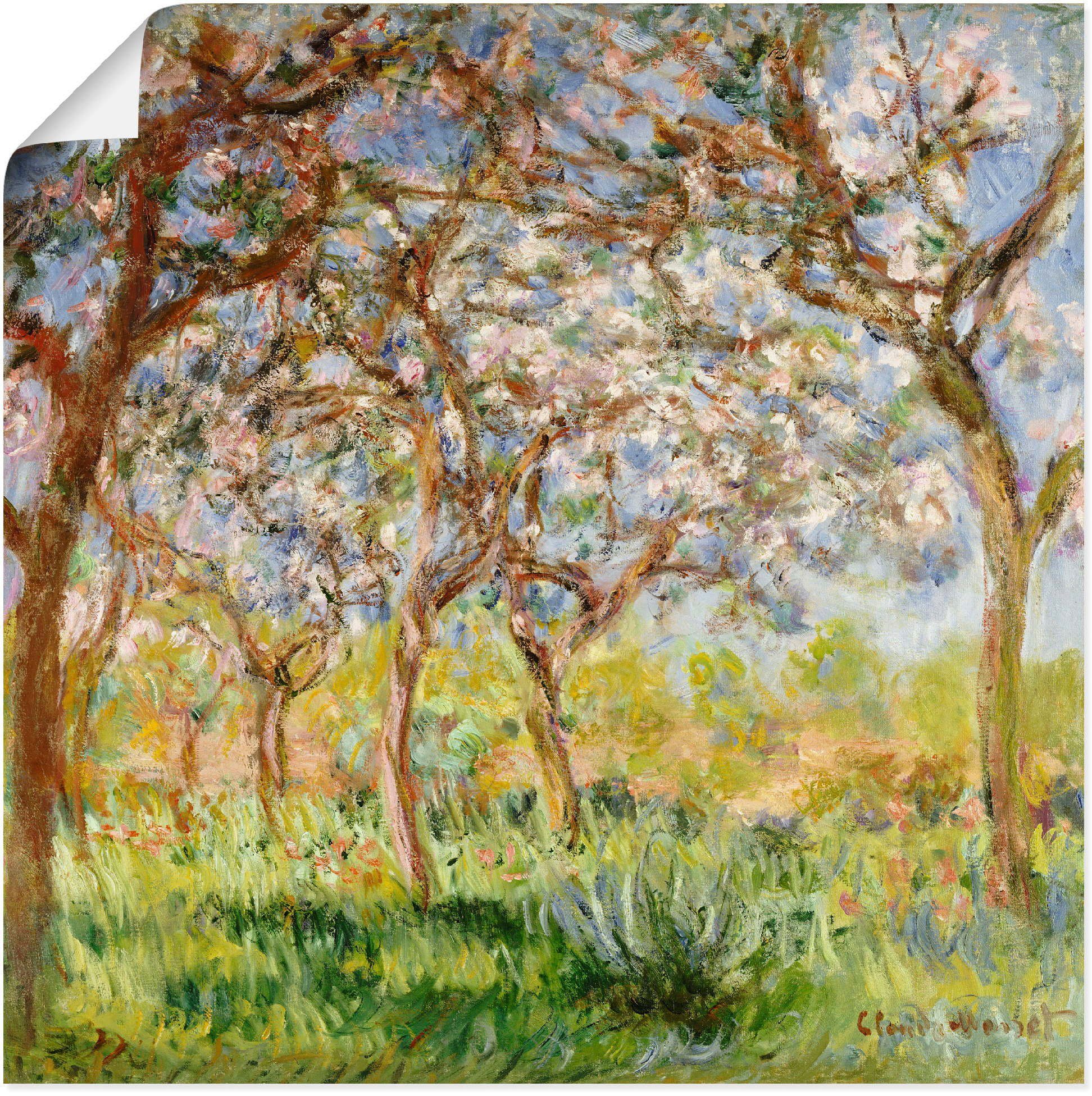 Wiesen Frühling & Poster (1 Größen Artland als versch. in Wandaufkleber Leinwandbild, oder in Bäume Alubild, Wandbild St), Giverny.,