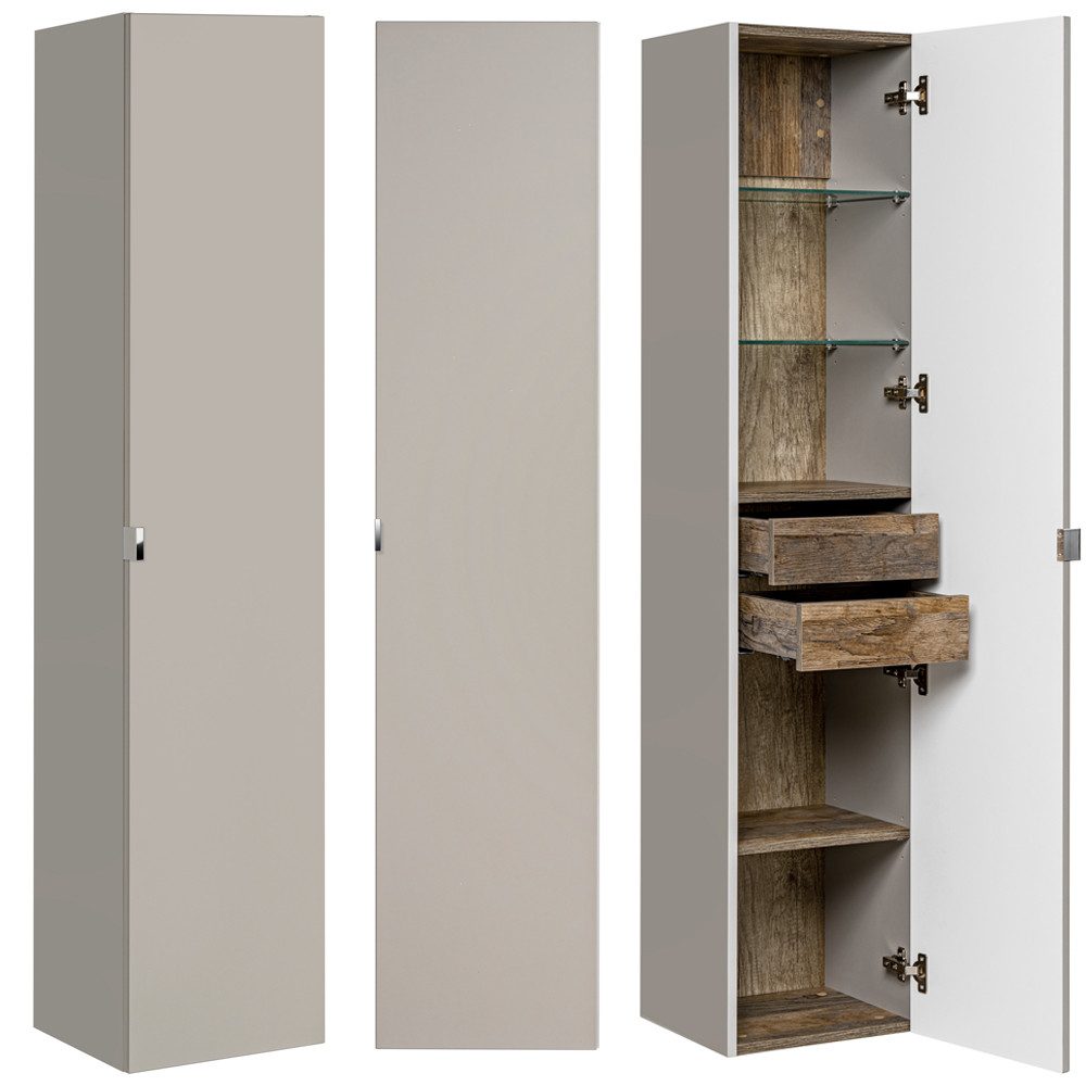 Lomadox Hochschrank PUEBLA-56-TAUPE Badmöbel in taupe günstig online kaufen