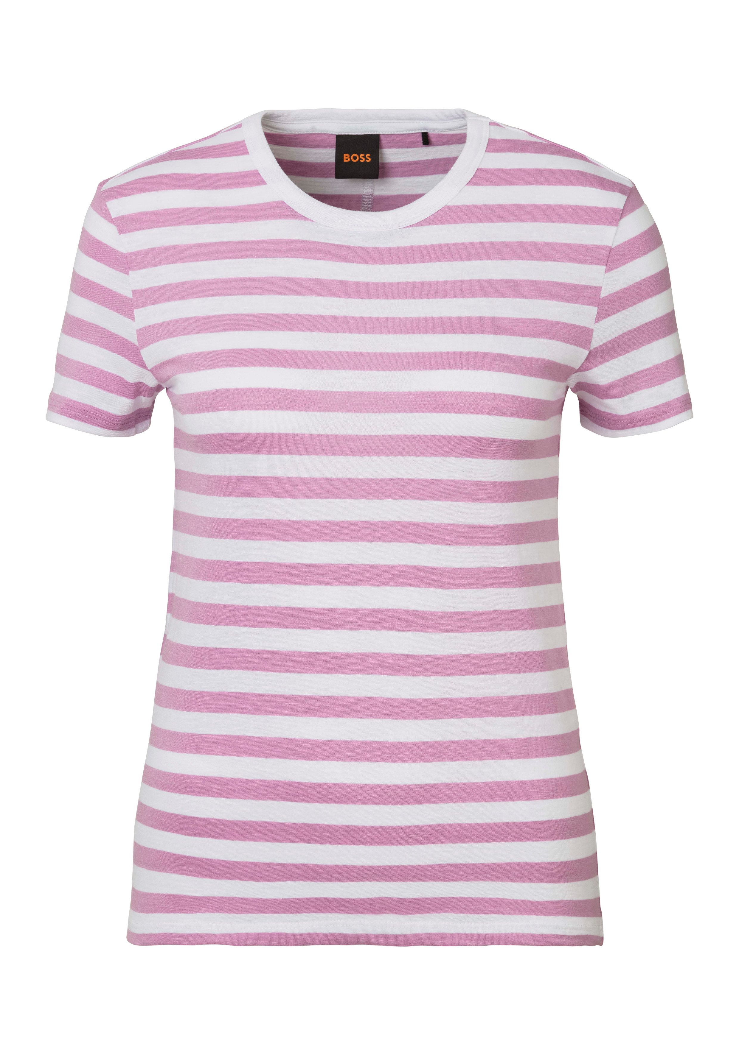 BOSS ORANGE T-Shirt C_Esla_Striped Premium Damenmode im gestreiften Design