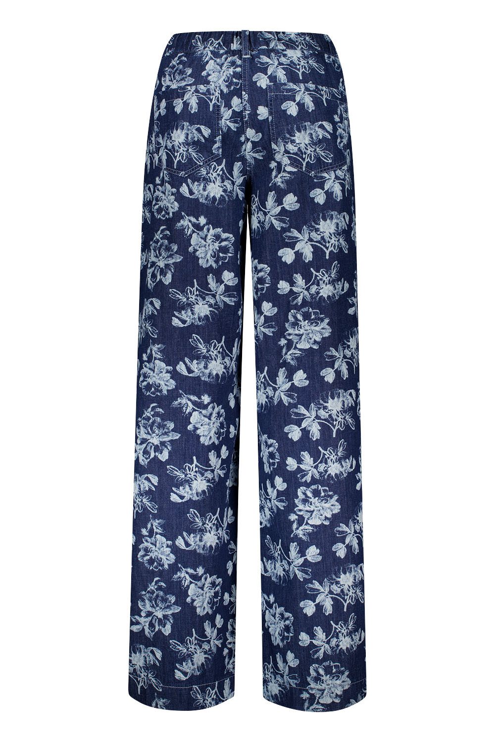 Atelier GARDEUR Loose-fit-Jeans FRIEDA17-641670-7268, blau, dunkelblau mit hellblauem Print Denim-Optik mit floralem Print und elastischem Pull-on-Bund