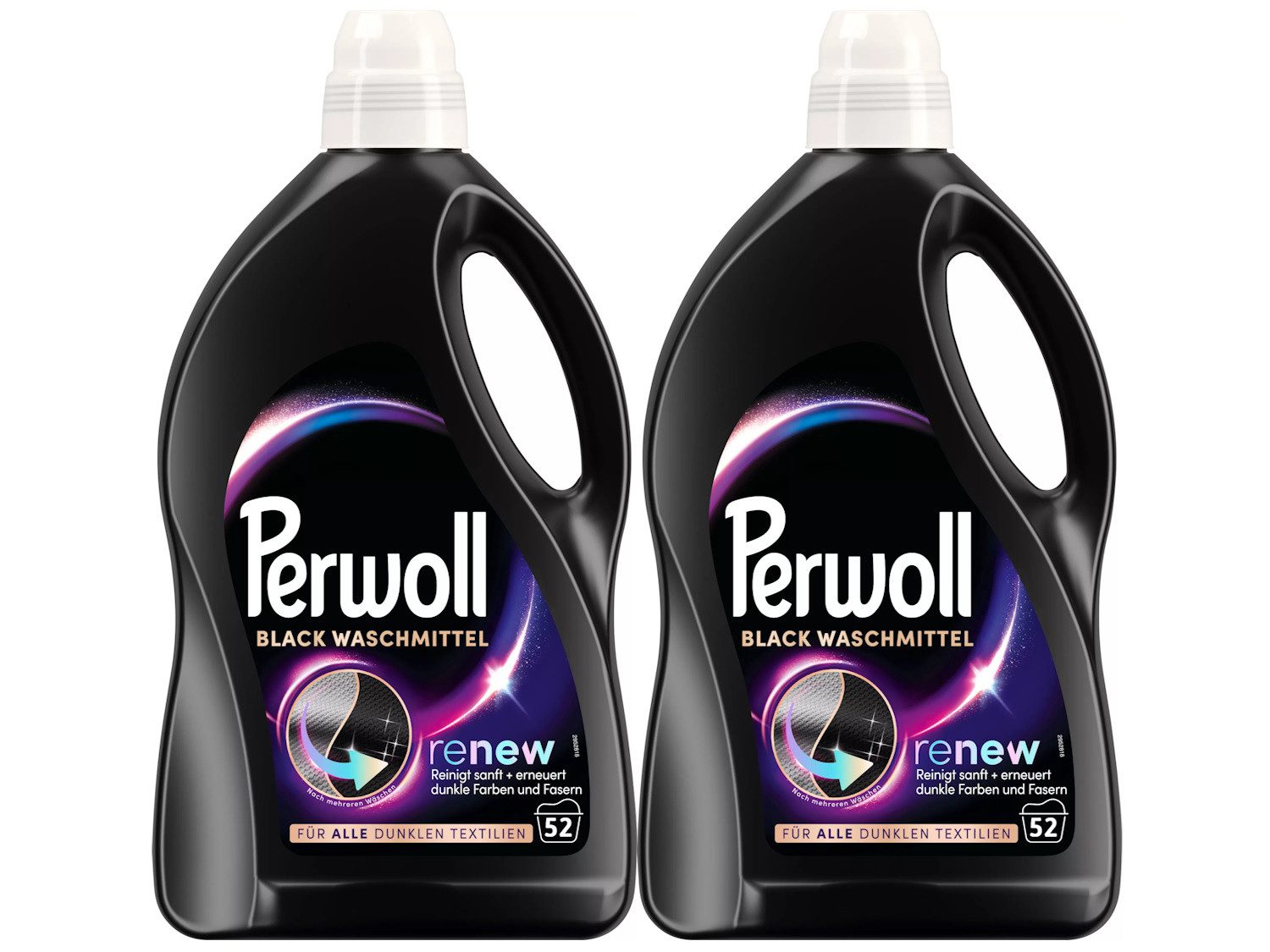Perwoll Black Gel 2 x 52 WL (104WL) Colorwaschmittel (Vorrats-Set, [2-St. Flüssigwaschmittel mit Dreifach-Renew-Technologie - für dunkle Wäsche)