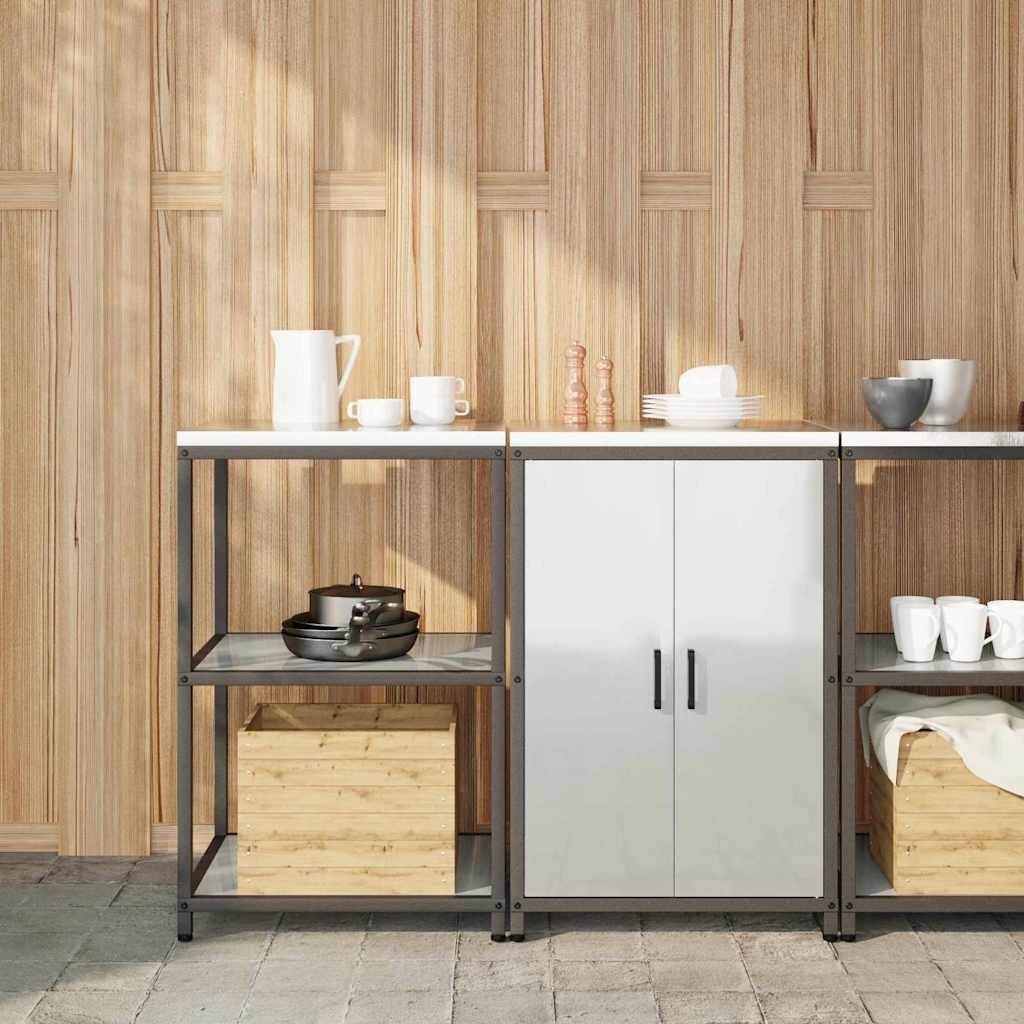 vidaXL Sideboard, Aufbewahrungsset für die Küche 2 pcs Silber Verzinkter Stahl
