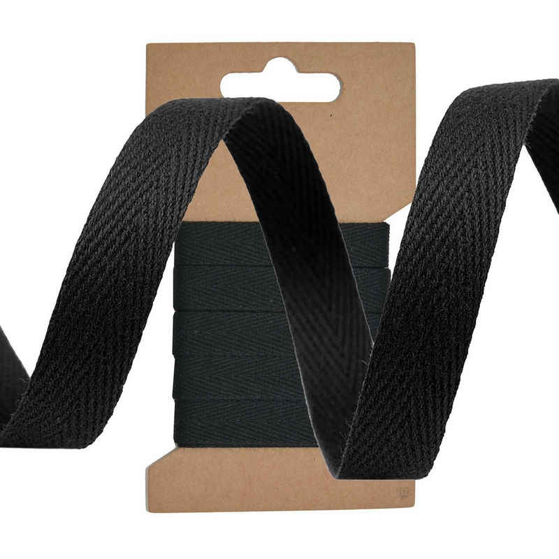 maDDma Webband 3m Köperband Baumwoll-Band 10mm Einfassband Kantenband, schwarz