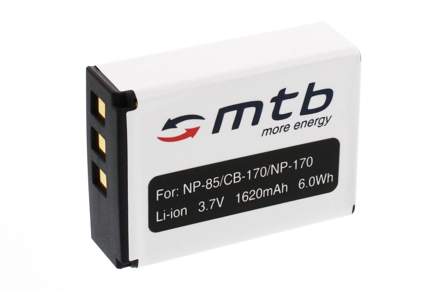 mtb more energy [BAT-352 - Li-Ion] Kamera-Akku kompatibel mit Akku-Typ Fuji NP-85 / CB-170 / NP-170 1620 mAh (3,7 V), passend für: Fuji Fujifilm Finepix S1, SL240, SL260, SL280, SL300, SL305, SL1000…