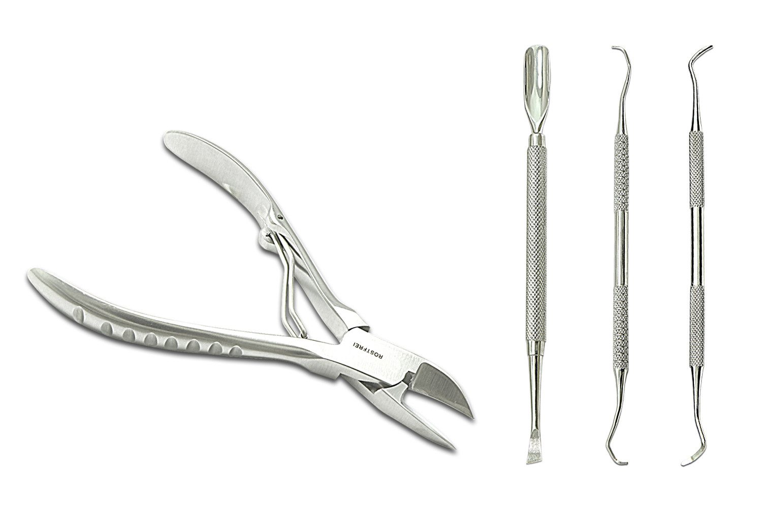 SMI Nagelzange Fußpflege Nagelzange fußnagelzange Nagelhautschieber Eckenzange Hand- und Fußpflegeset, 4-tlg., mit Eckenzange Fußpflege set mehr