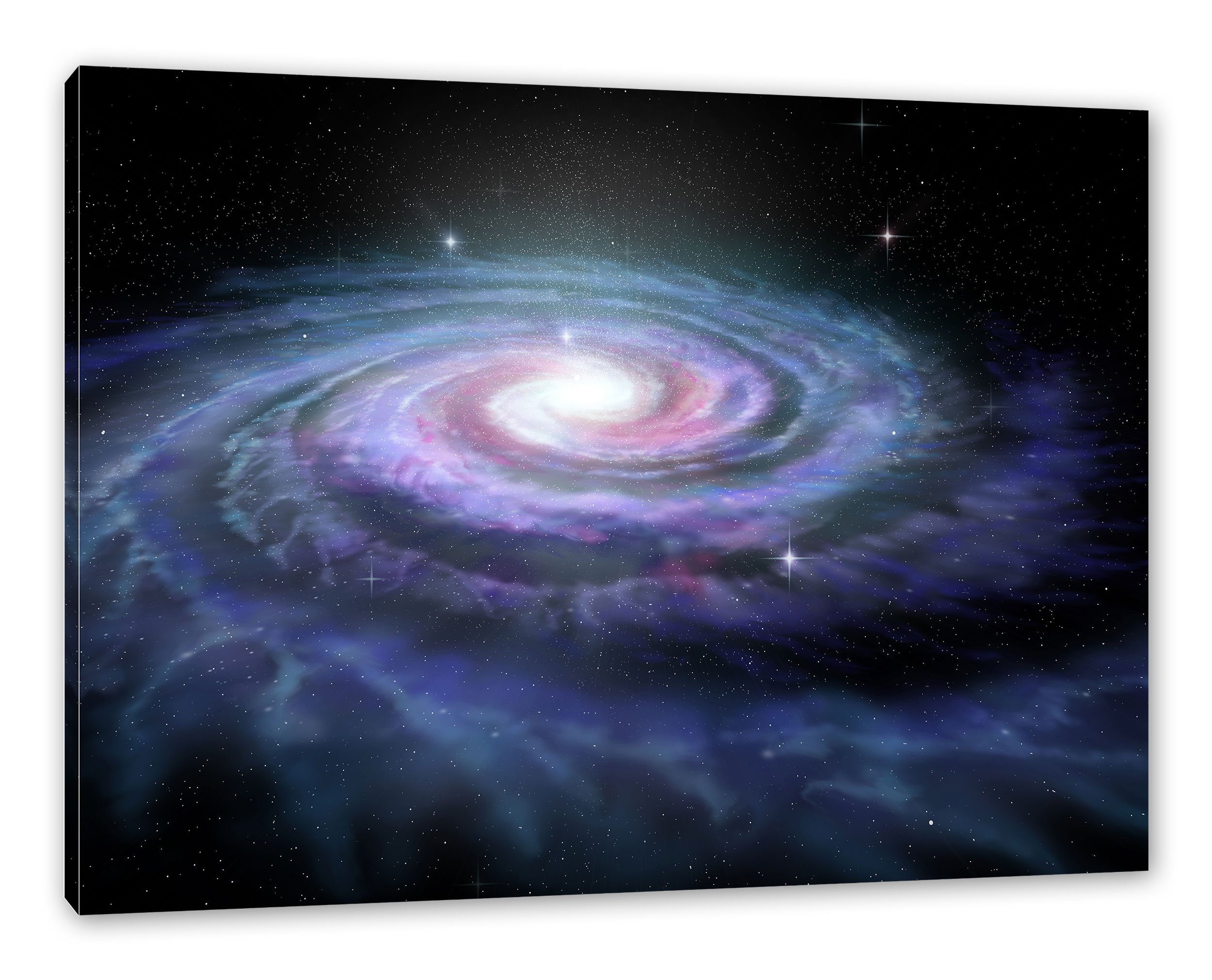 bespannt, Zackenaufhänger (1 Pixxprint Galaxie inkl. St), Sternenwirbel Galaxie, Sternenwirbel Leinwandbild Leinwandbild fertig