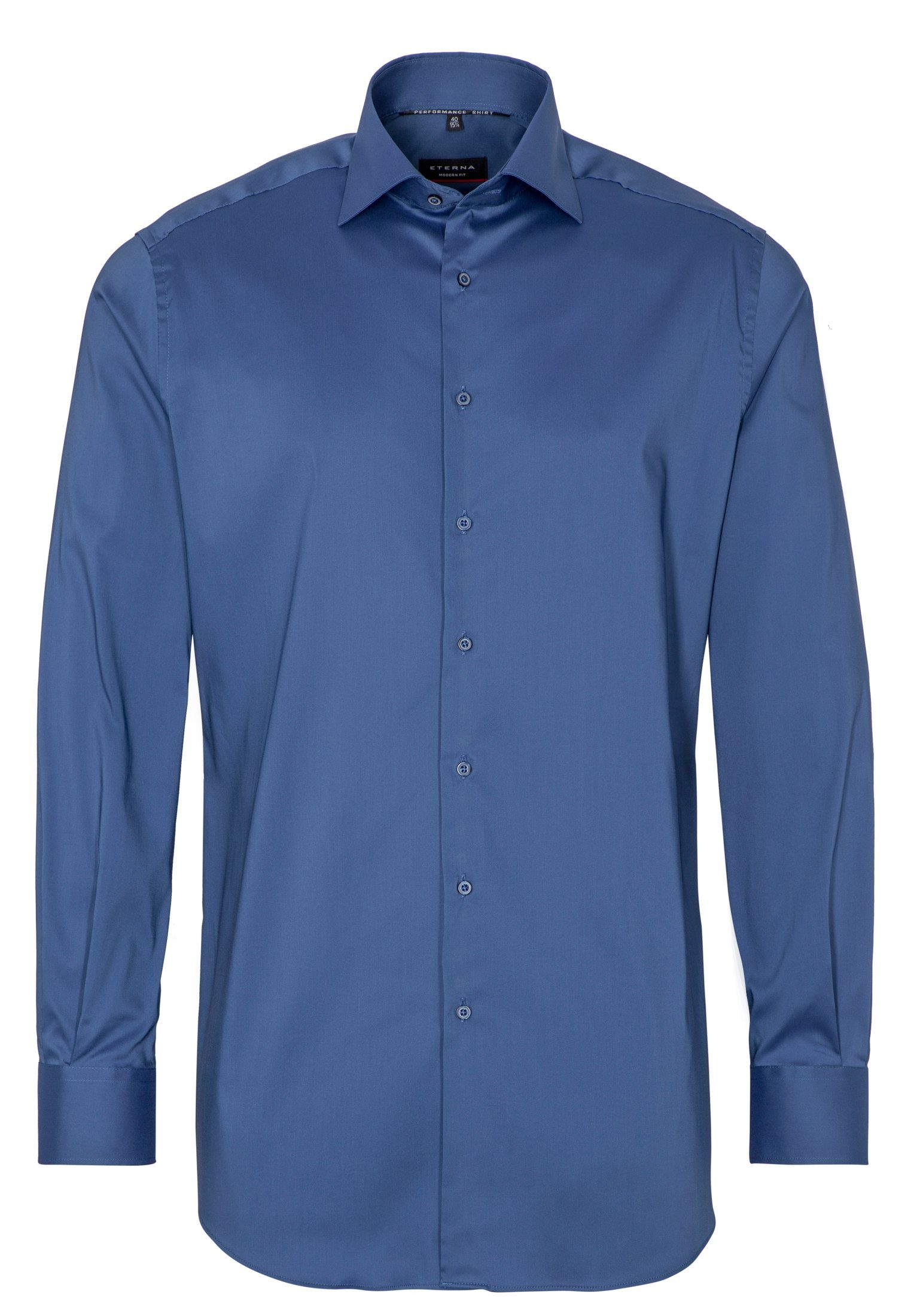 Eterna Klassische Bluse ETERNA MODERN FIT Performance Shirt Langarm Hemd twill dunkelblau