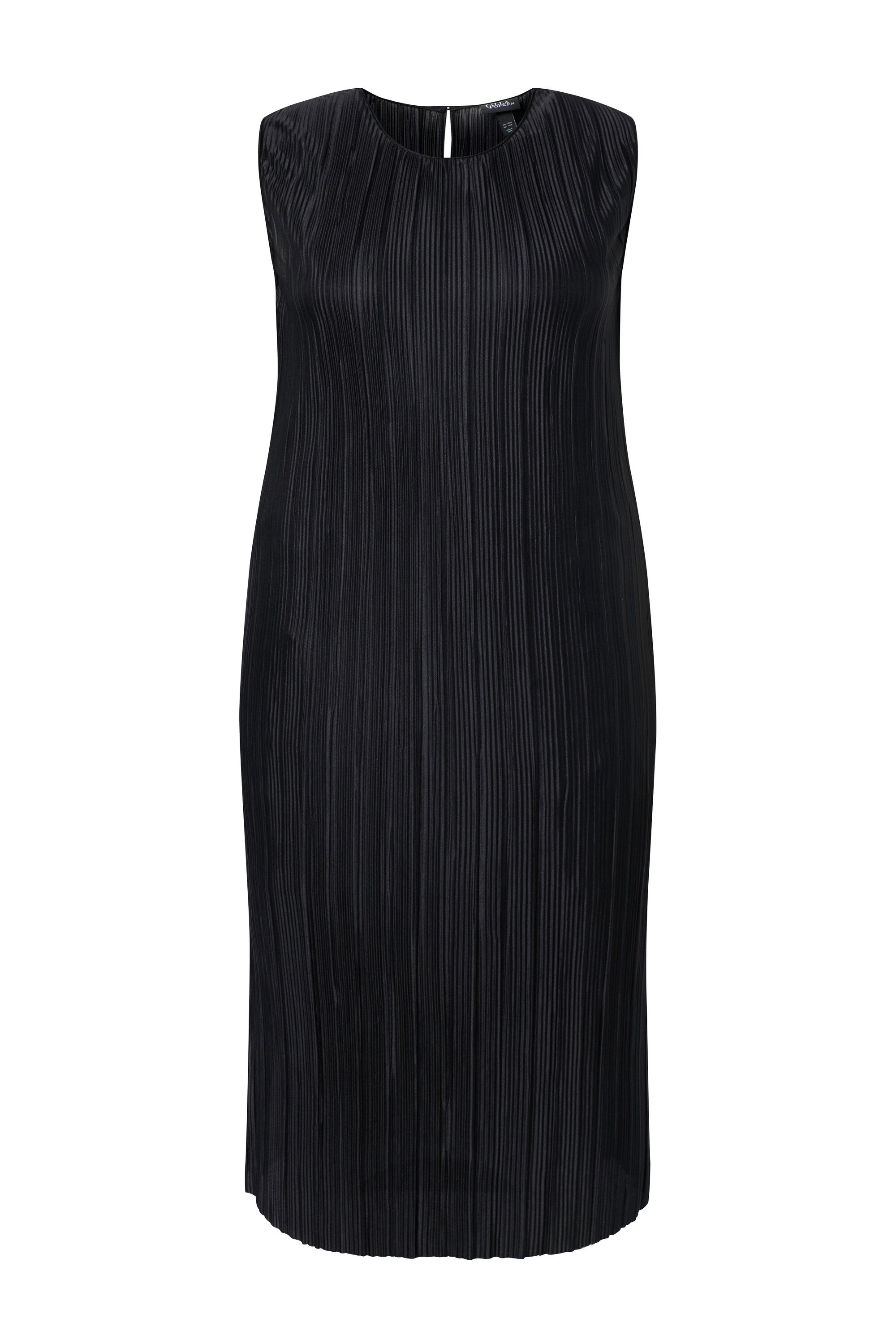 Ulla Popken Midikleid Plissee-Midikleid Rundhals ärmellos