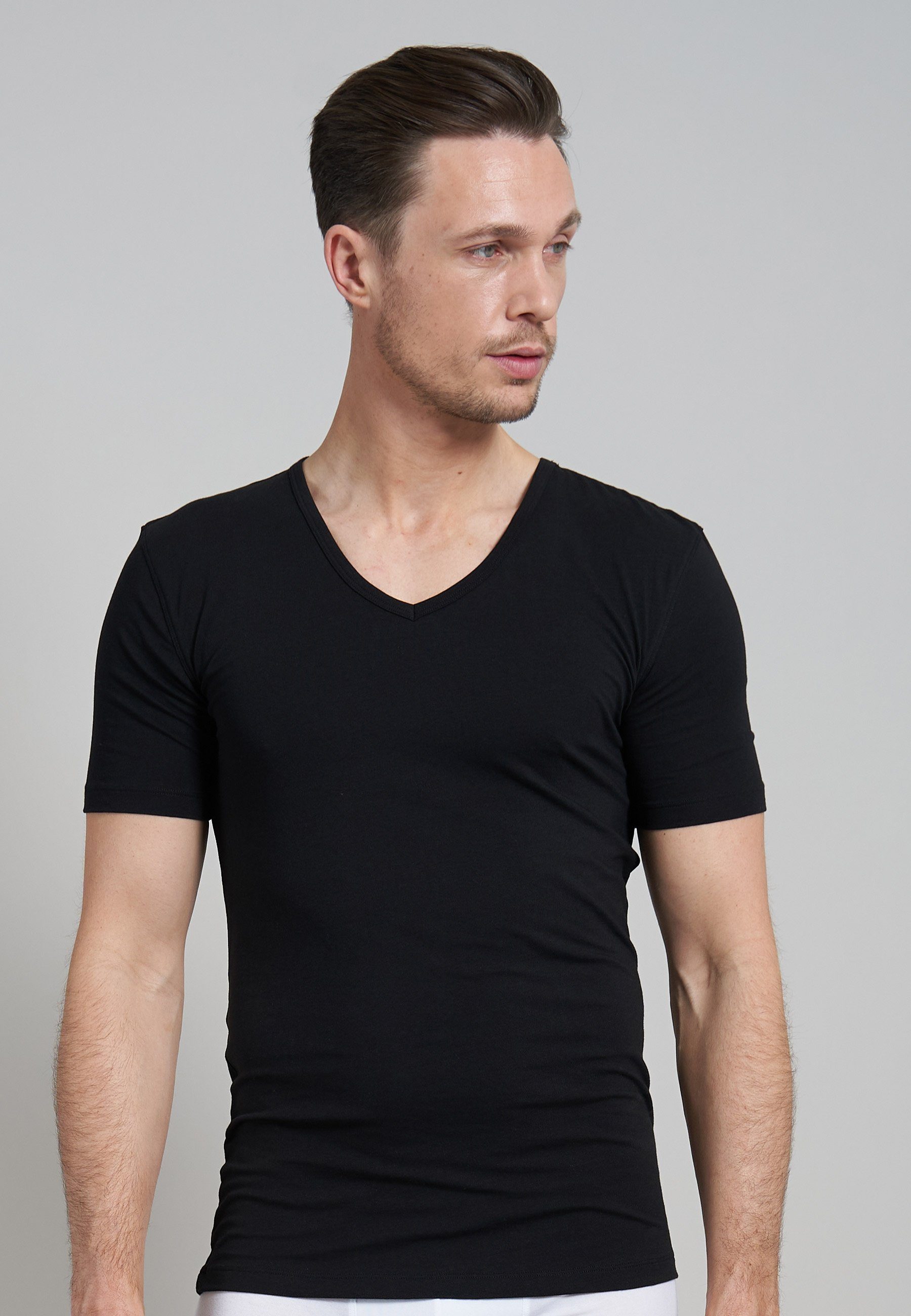 GÖTZBURG Unterhemd GÖTZBURG Herren T-Shirt schwarz uni 4er Pack (4-St) günstig online kaufen