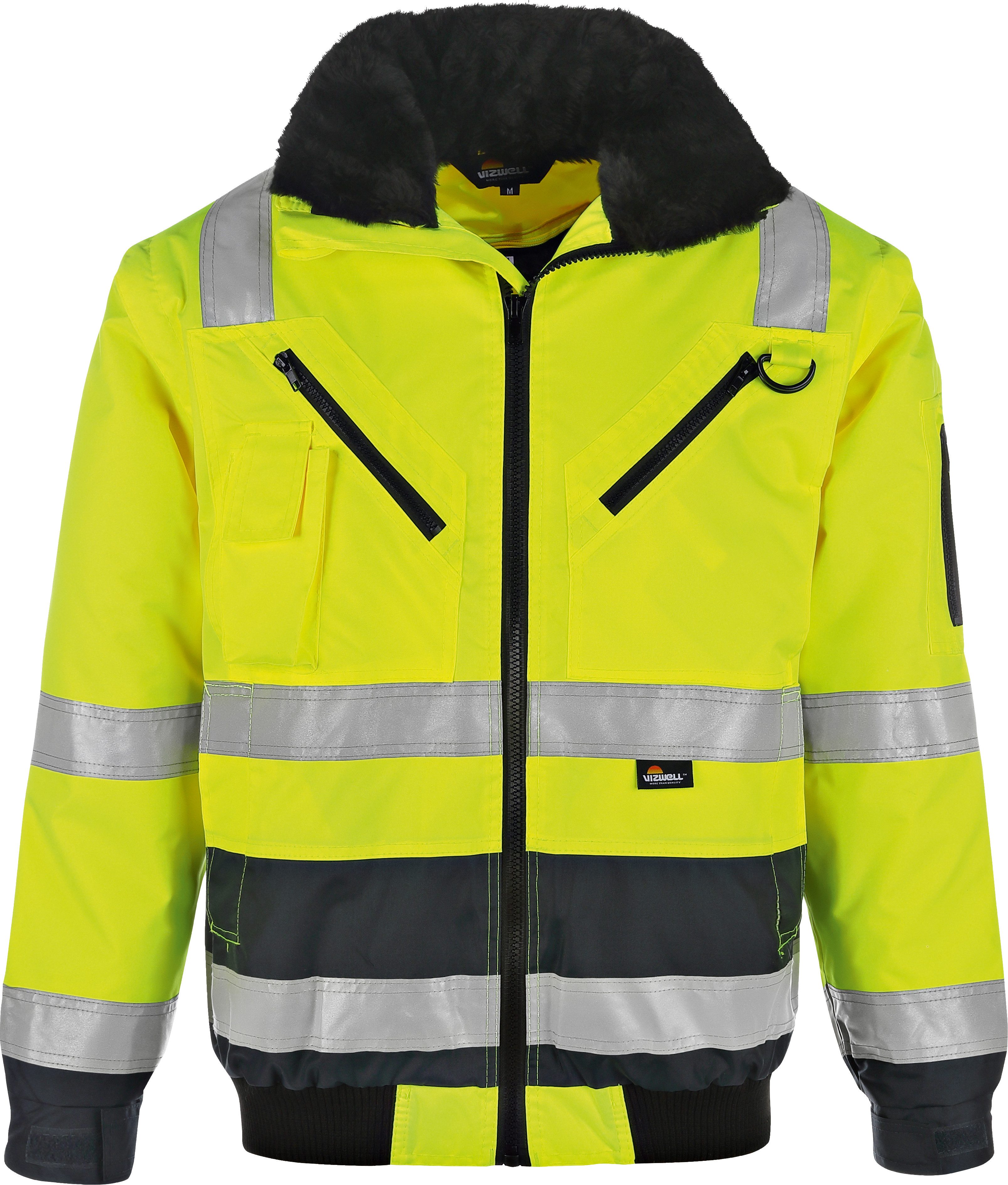 vizwell Pilotenjacke Warnschutz Pilotenjacke Arbeitsjacke Winterjacke günstig online kaufen
