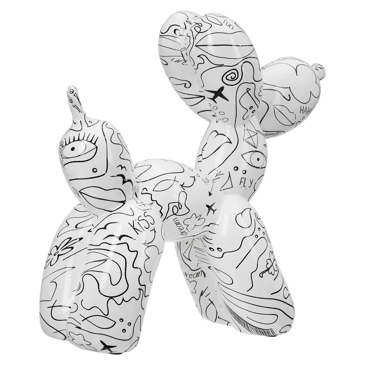 GILDE Skulptur Moderne Ballonhund Skulptur mit Einliniendesign, Weiß (1 St)