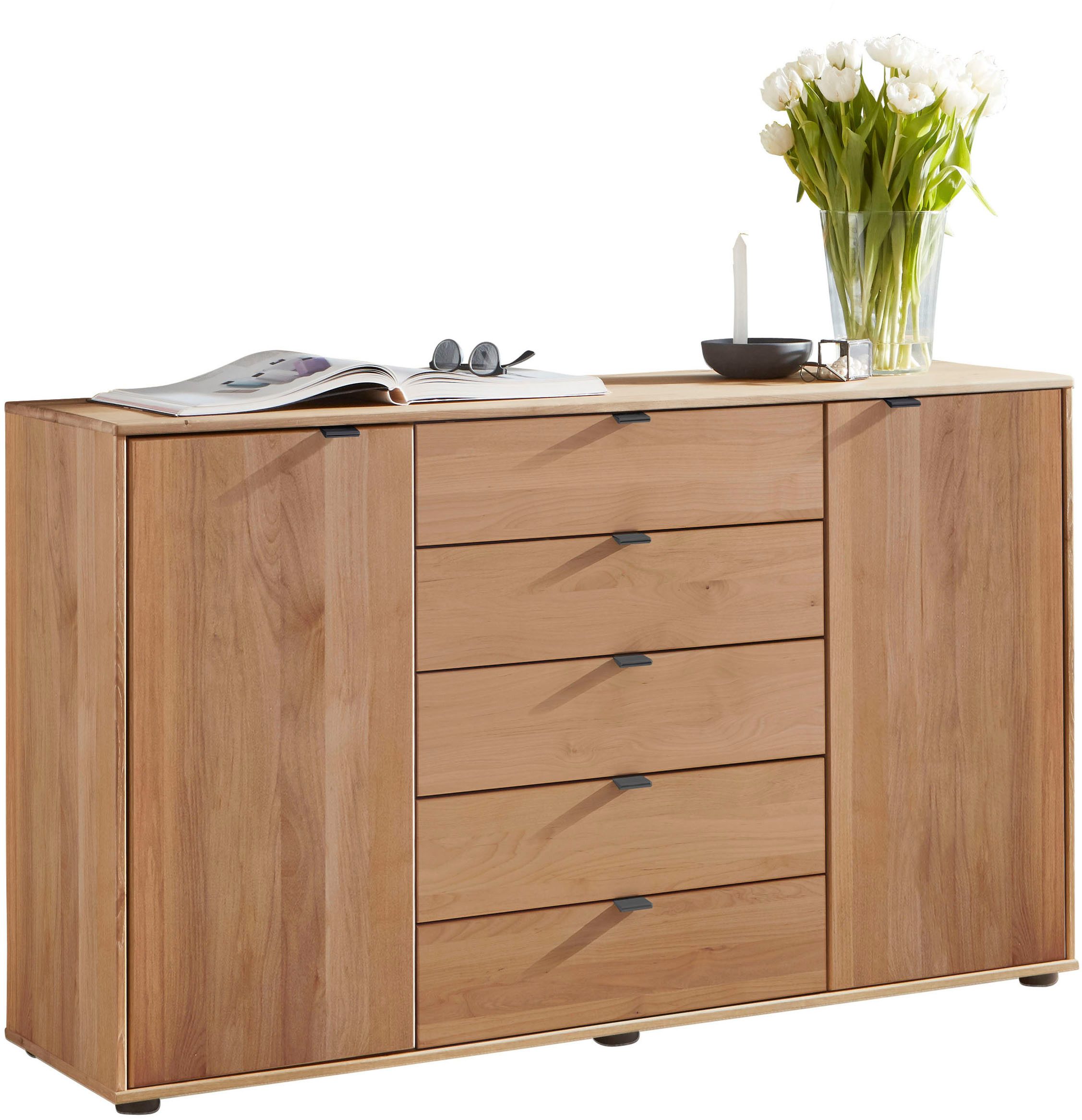 WIEMANN Kombikommode Cardiff Sideboard, Wäscheschrank, teilmassiv Erle, mit Schubladen (Kommode 141x86x43 cm, braun, mit Dämpfung, MADE IN GERMANY), verschiedenen Ausführungen, inklusive Einlegeboden
