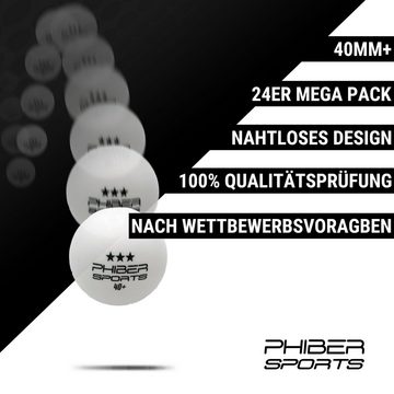 PHIBER-SPORTS Tischtennisball Weiß 3 Stern [24 Stück] - Ideal für Anfänger, Familien und Profis (Set, 24 weiße 3 STERN Tischtennisbälle), Nach Wettbewerbsrichtlinien produziert