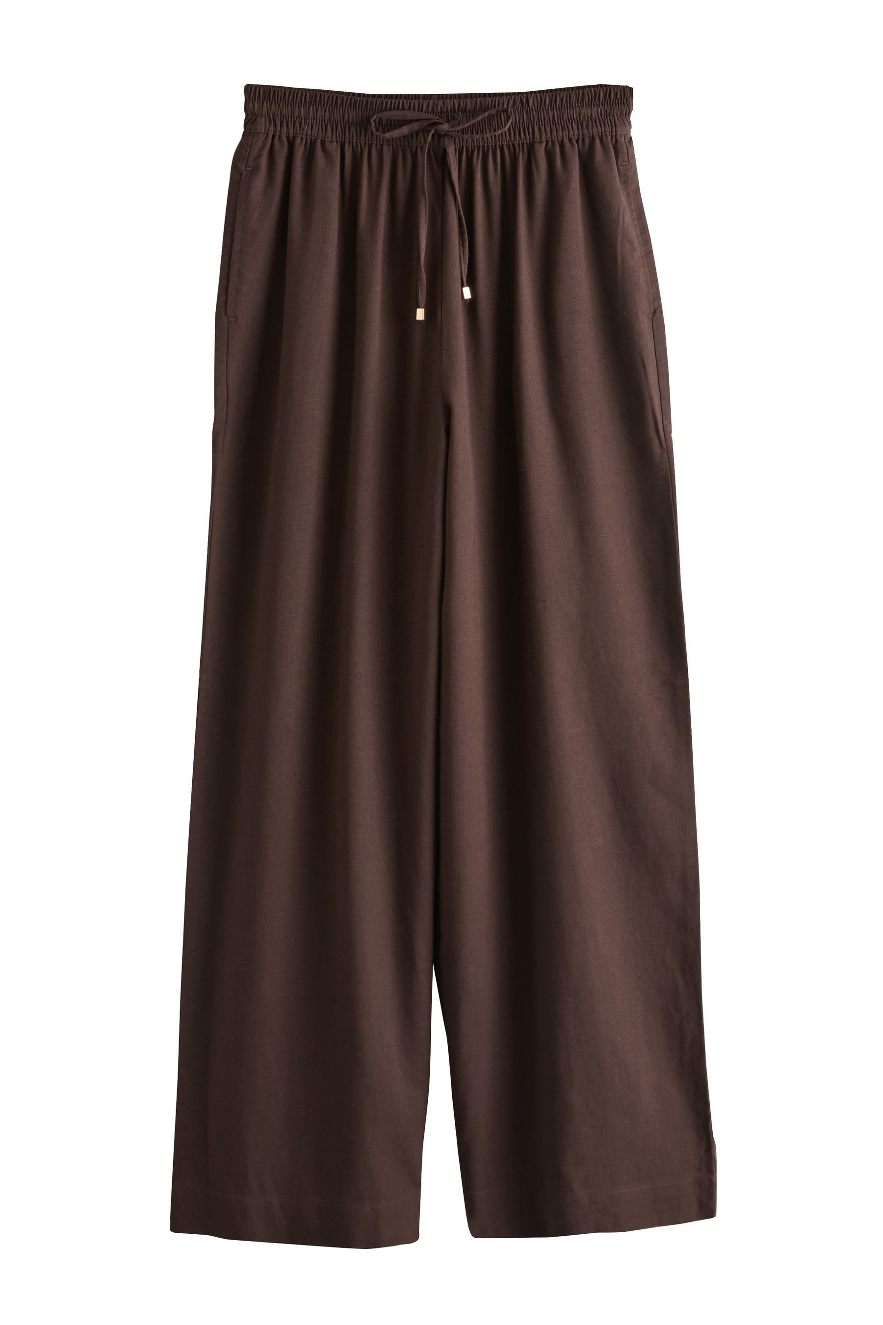 Palazzohose Schlupfhose mit weitem Bein und Leinenanteil