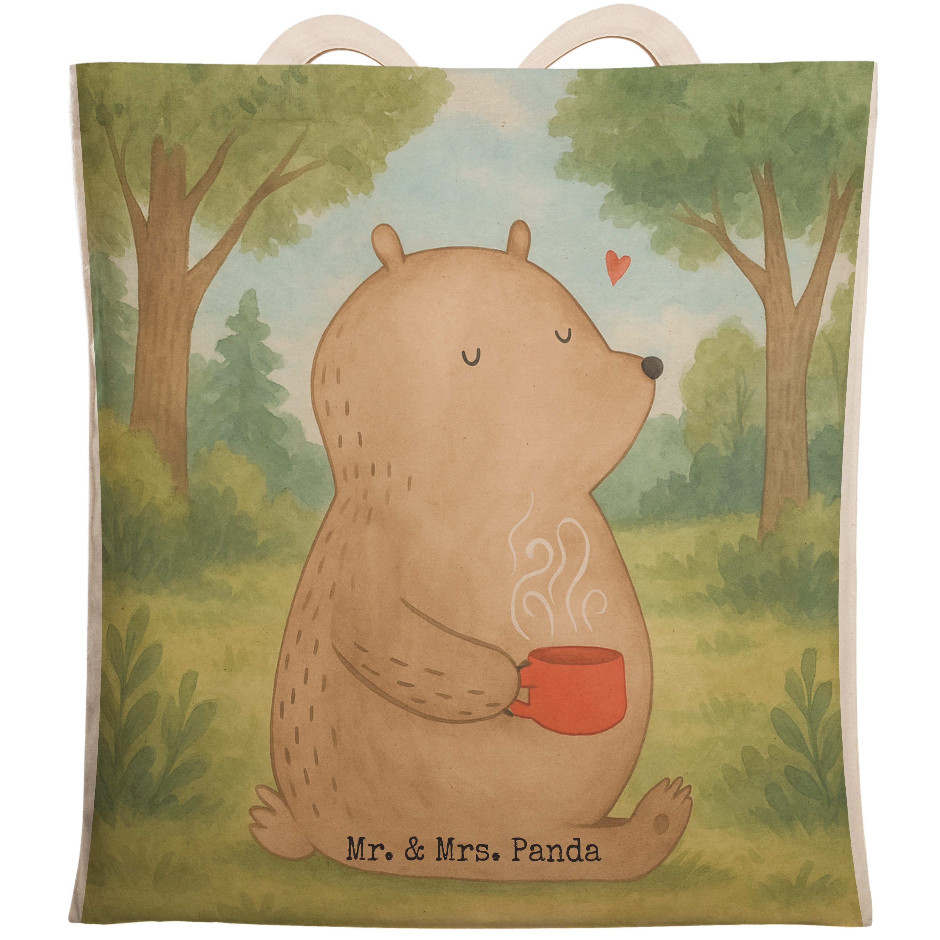 Tragetasche Bär Kaffee Design, Beuteltasche, Weiß, Beutel, Tasche, Tote Bag, Tedd