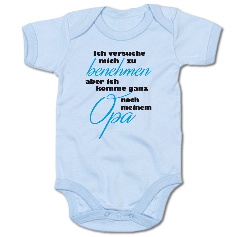 G-graphics Kurzarmbody Ich versuche mich zu benehmen, aber komme ganz nach meinem Opa Baby Body mit Spruch / Sprüche / Print / Motiv