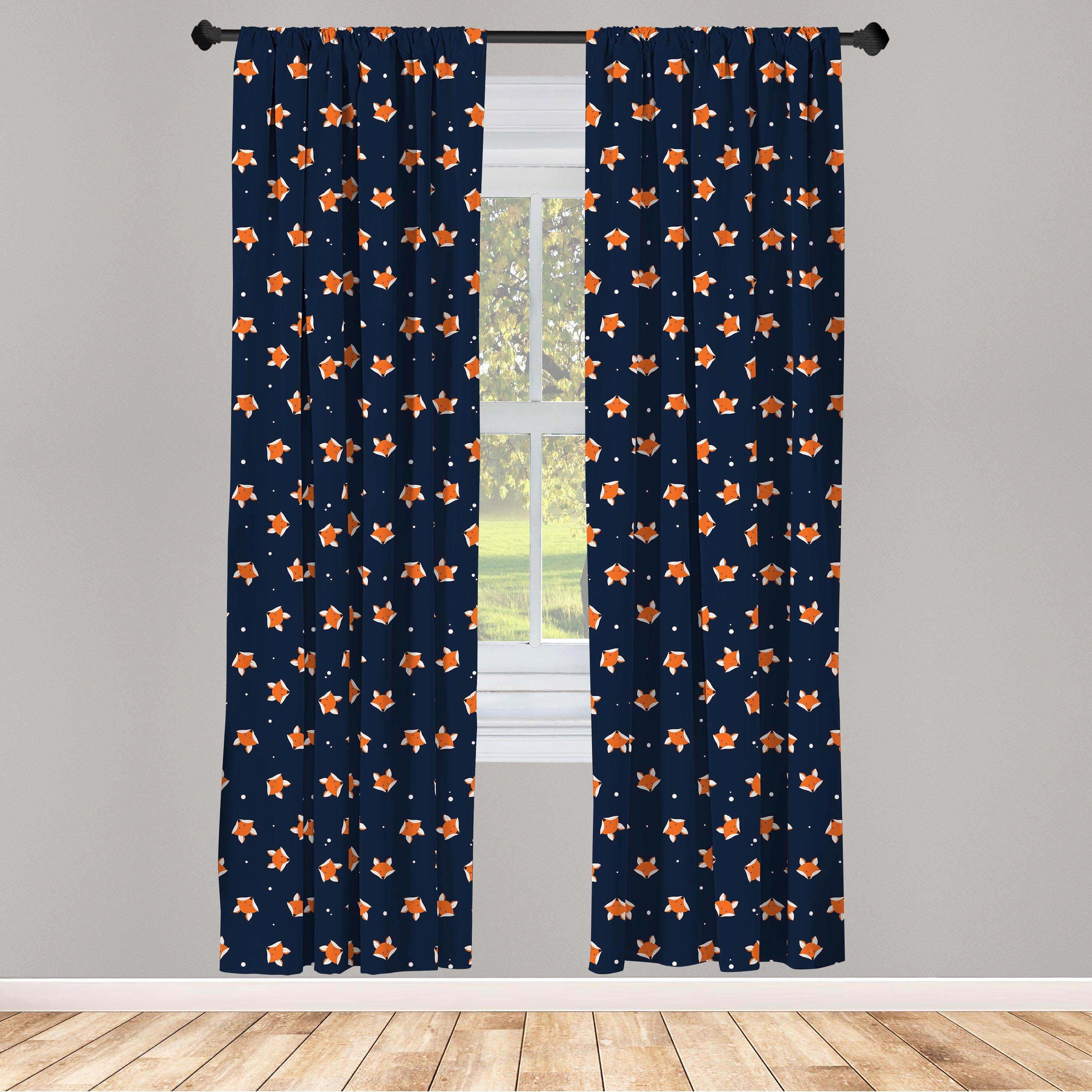 Gardine Vorhang für Wohnzimmer Schlafzimmer Dekor, Abakuhaus, Microfaser, Fuchs Kleine orange Wald Säugetier