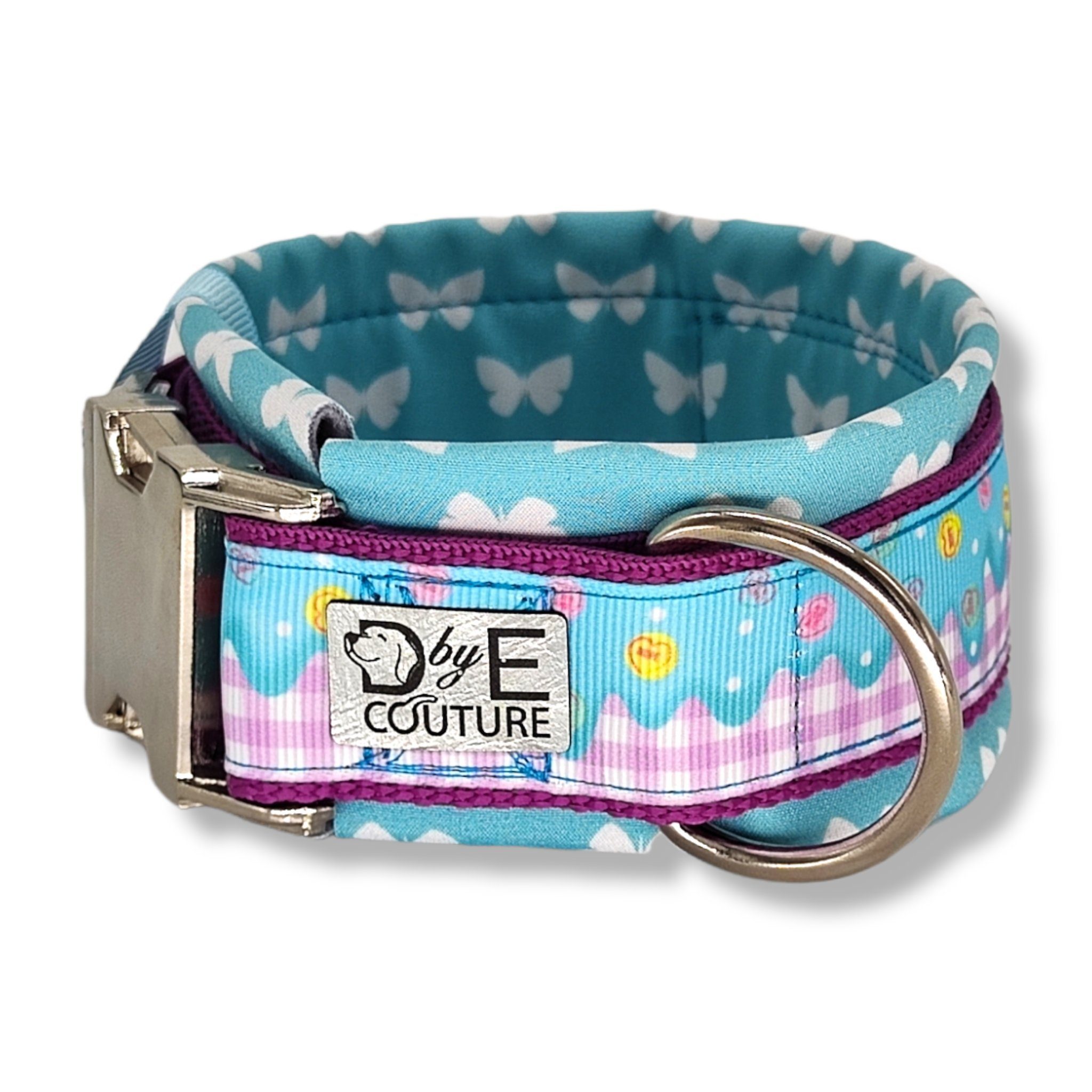 D by E Couture Hunde-Halsband "I Like Candy II", gepolstert, verstellbar, 50mm breit, Handmade