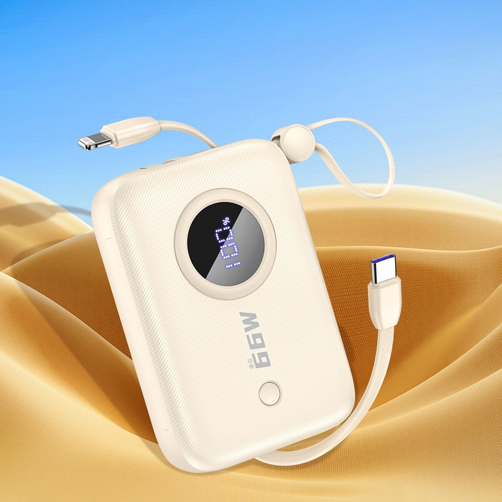 Dudao Taschenakku Kabelset Powerbank 10000 mAh (1 St), Eingebaute Kabel, Handschlaufe, Schnellladung