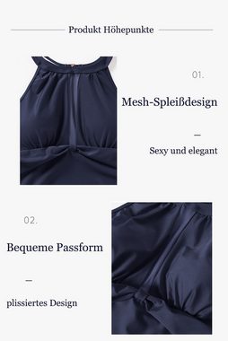 B.X Badeanzug Damen summer sexy Spitze Rückenfreies Schwimmanzug mit Shaping-Effekt ärmellos Neckholder-Badeanzug Badekleid mit Bügel, Monokini (1tlg)